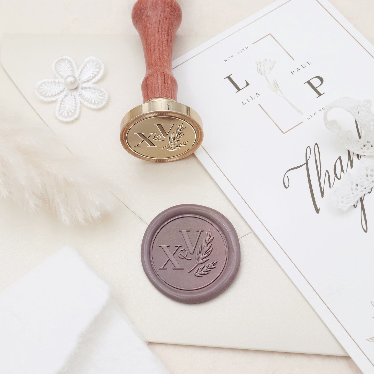 Stamprints Tampons Personnalisés Monogramme Mariage Sceau de cire à cacheter 3
