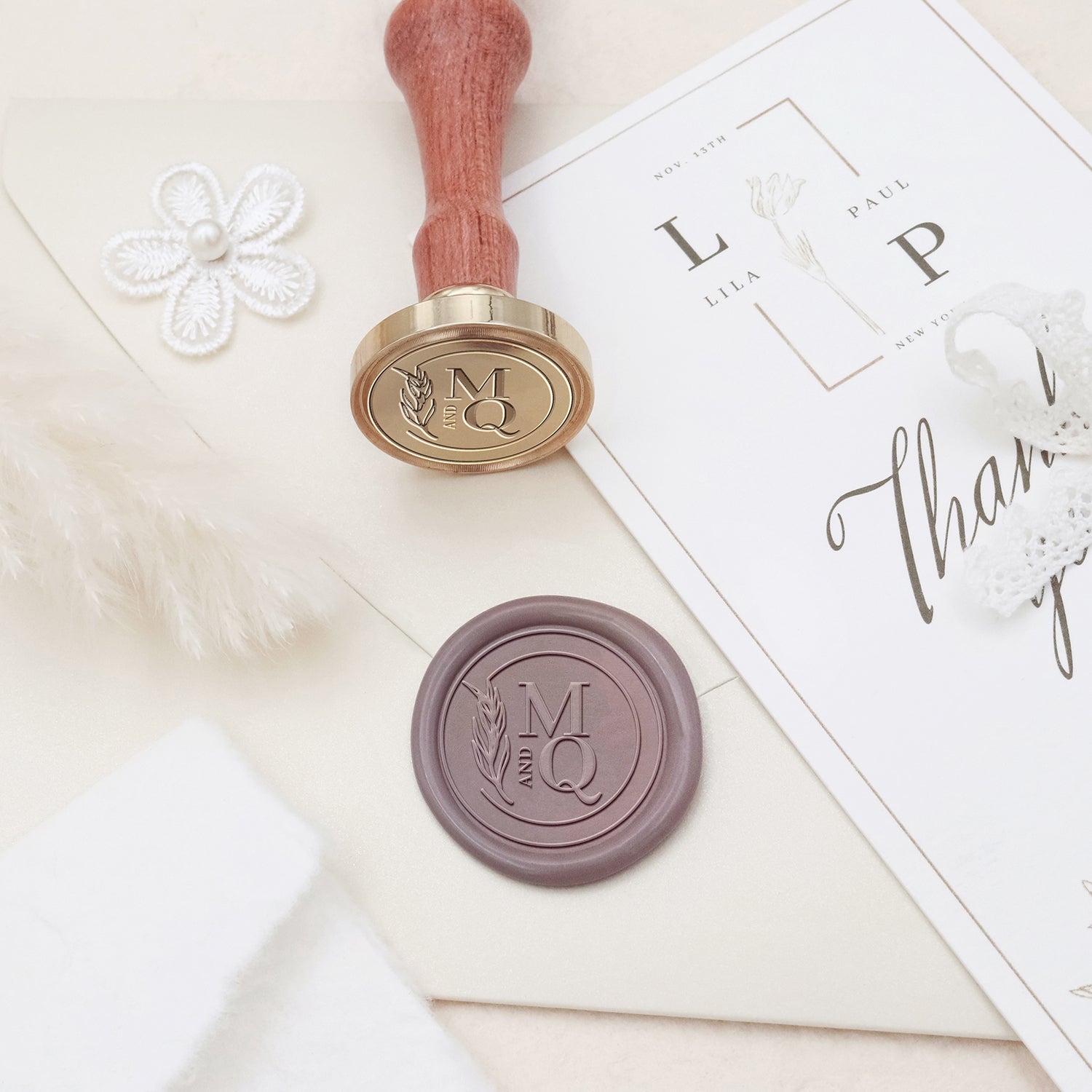 Stamprints Tampons Personnalisés Monogramme Mariage Sceau de cire à cacheter 3