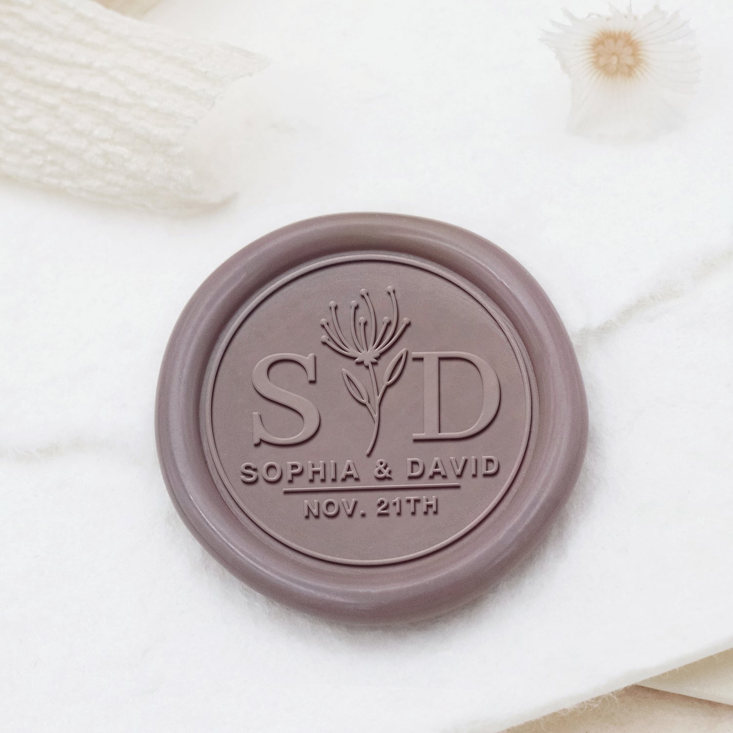 Stamprints Custom Wedding Wax Seal Stamp Name & Date 1