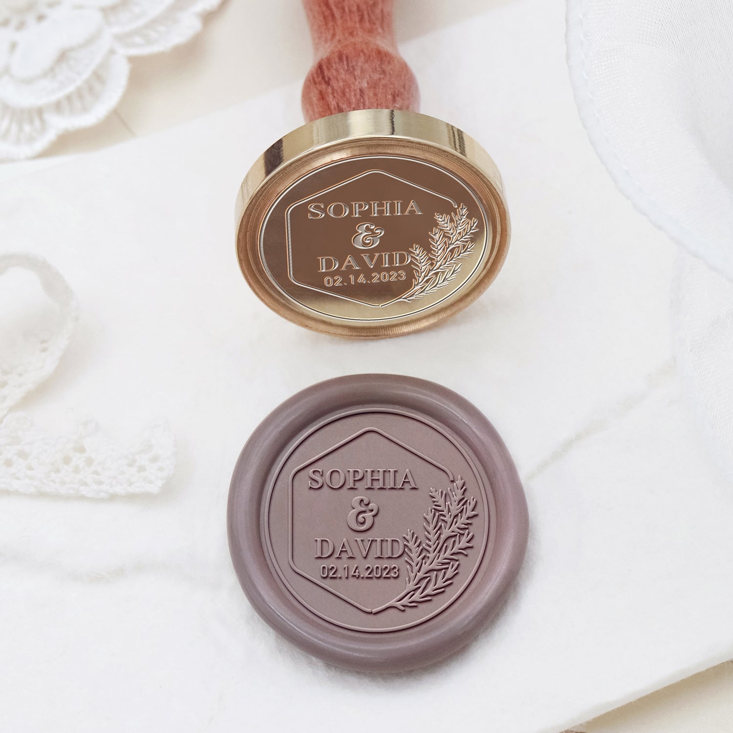 Stamprints Custom Wedding Wax Seal Stamp Name & Date 2