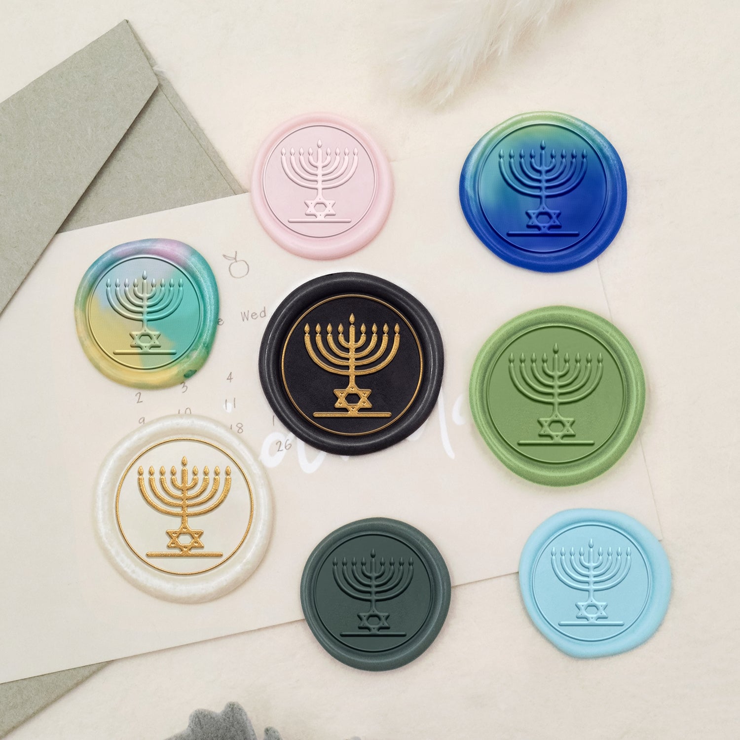 Stamprints Tampon Encreur Sceau de Cire Symbole Menorah 3