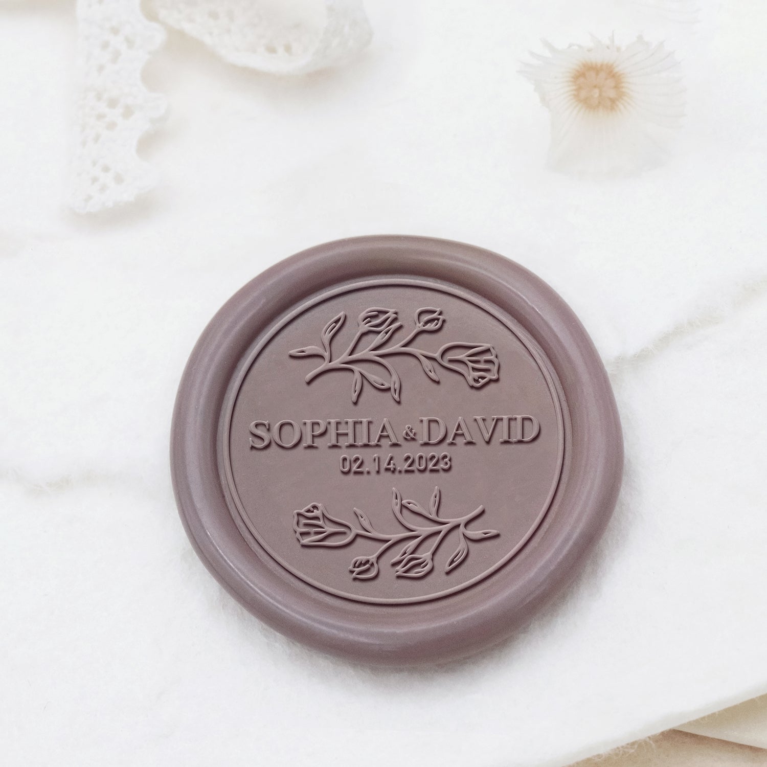 Stamprints Custom Wedding Wax Seal Stamp Name & Date 1