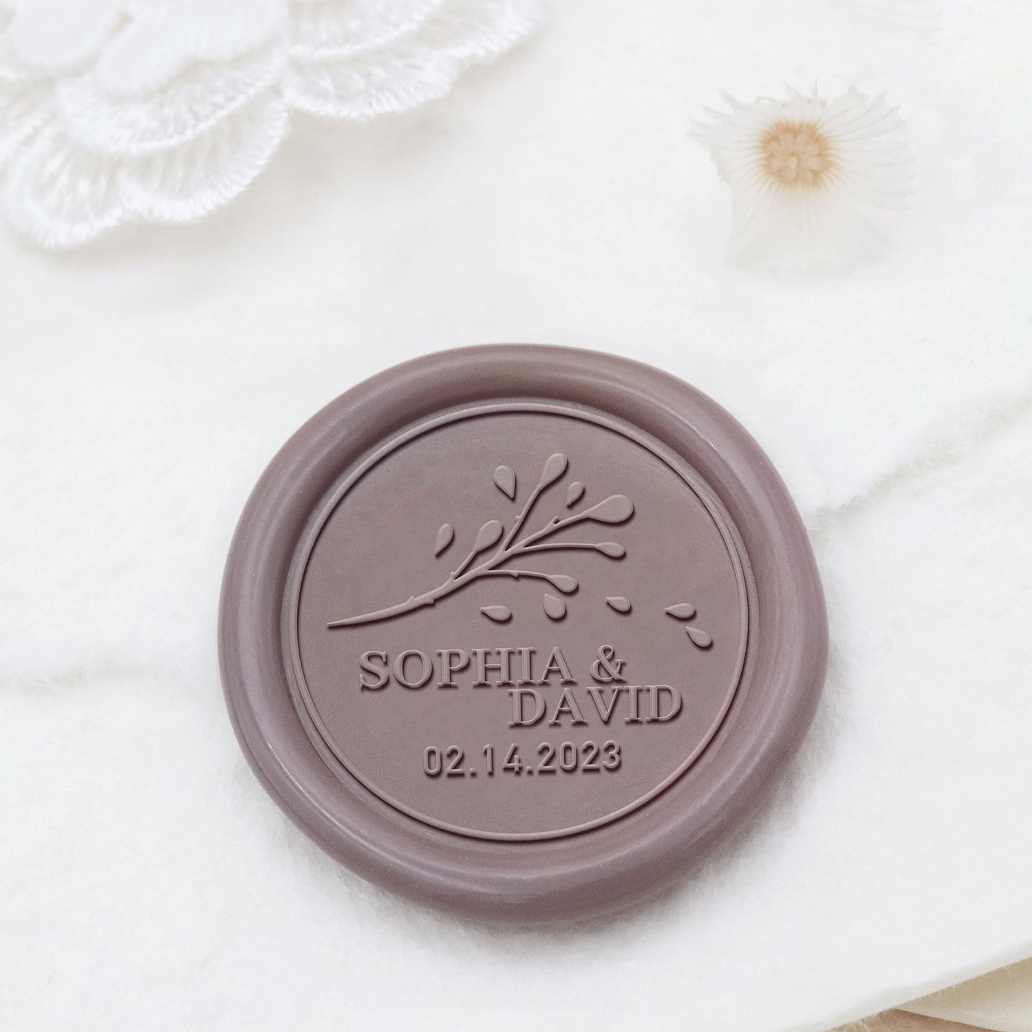 Stamprints Custom Wedding Wax Seal Stamp Name & Date 1
