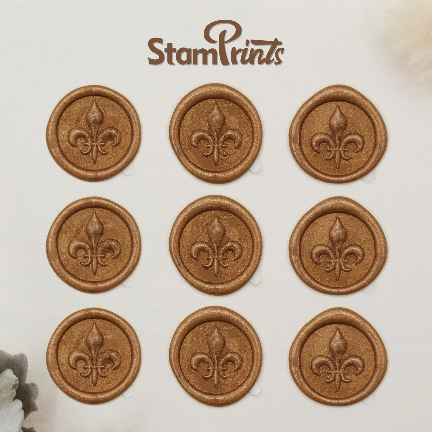 Stamprints Autocollants Sceau de cire Autocollant Relief 3D Fleur de Lis 2