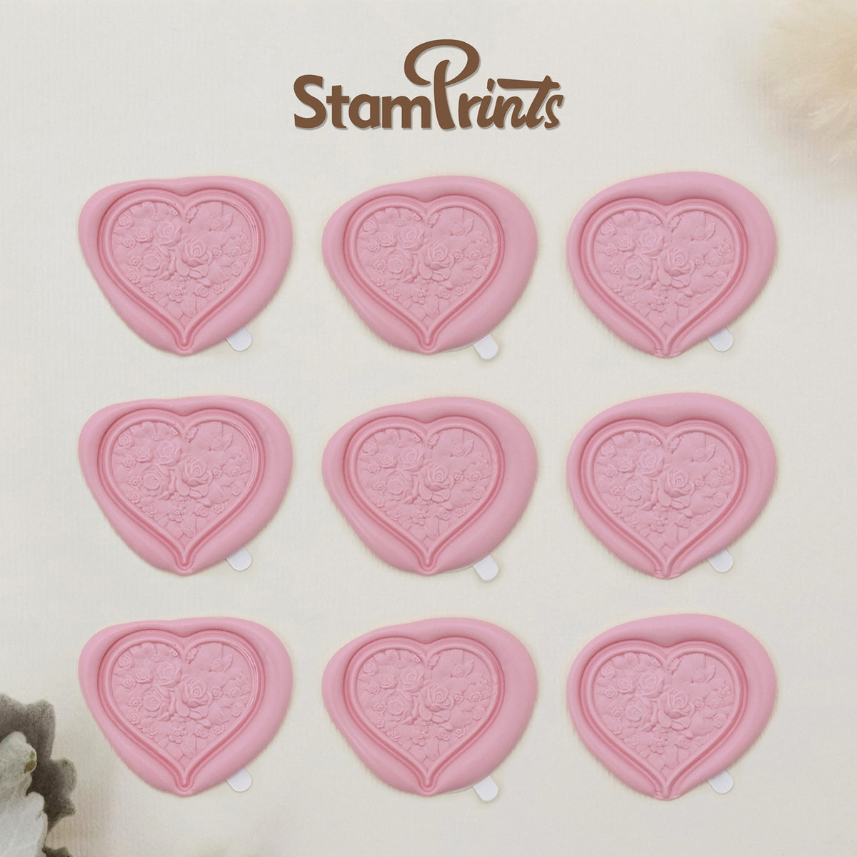 Autocollants Stamprints en Relief 3D en Forme de Cœur Autocollants Sceau de Cire 2