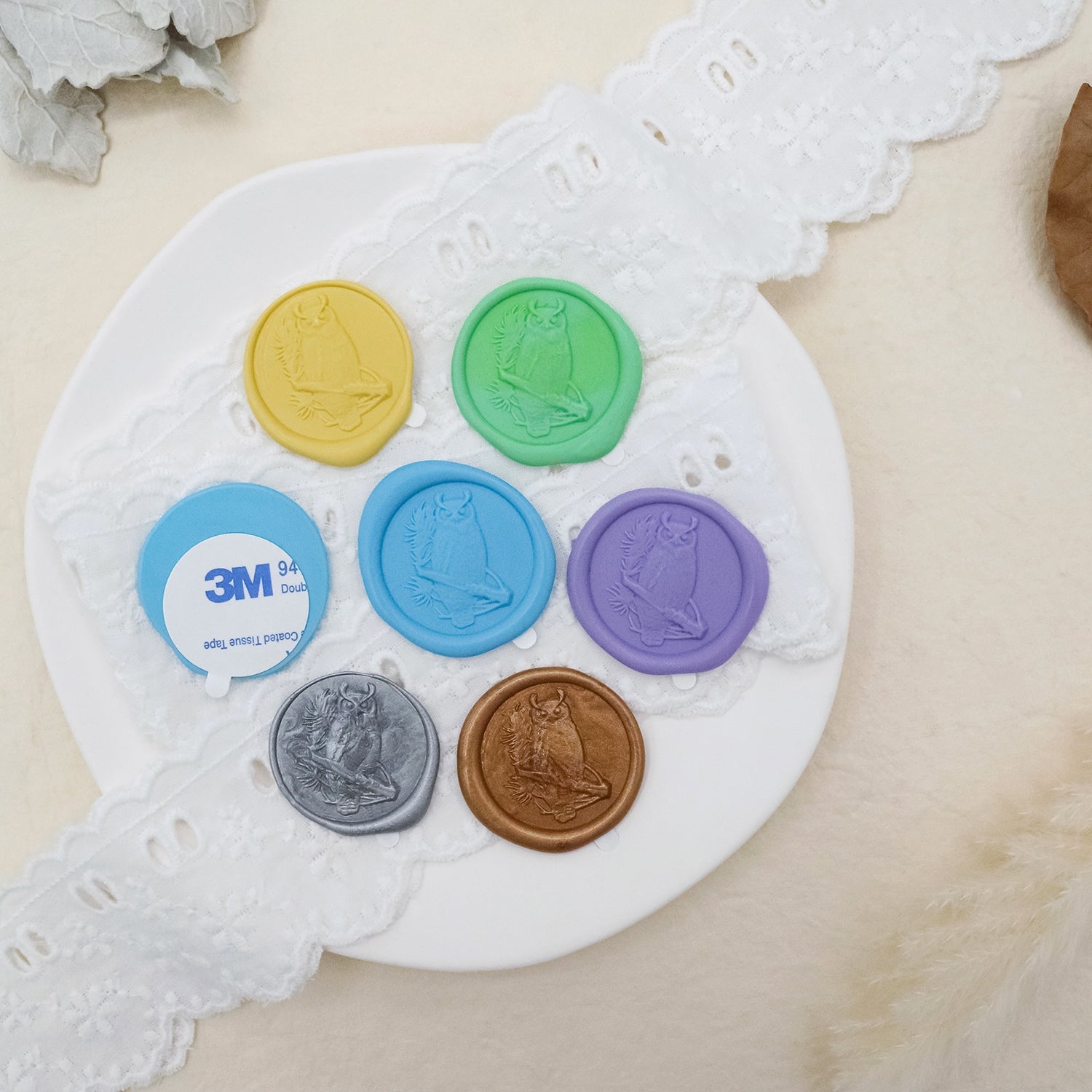 Stamprints 3D Relief Night Owl Self-adhesive Wax Seal Stickers 3