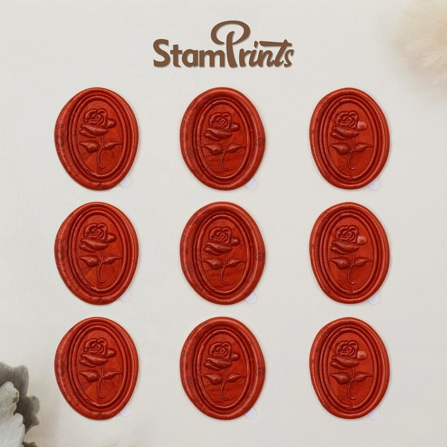 Stamprints Autocollants sceau de cire Relief 3D Rose autocollant 2