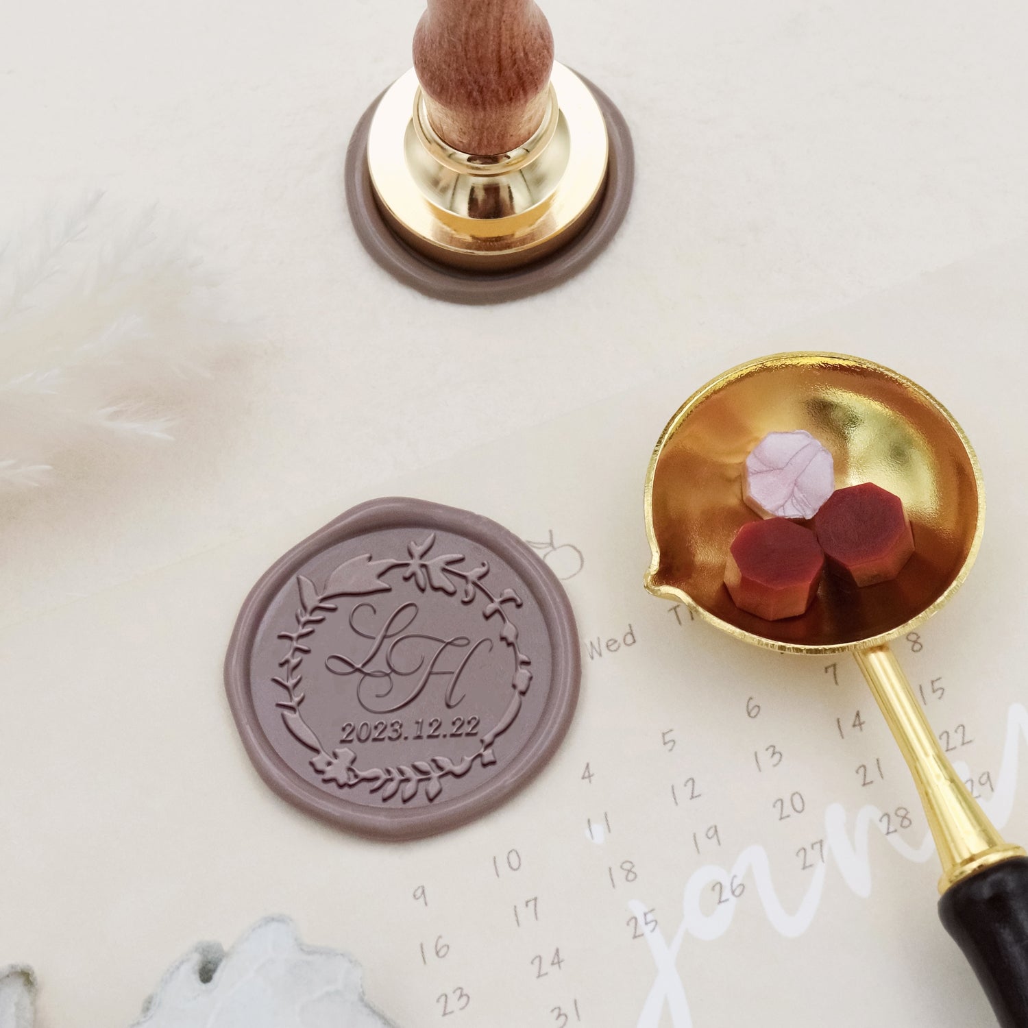Custom Lily Wedding Monogram Wax Seal Stamp-28 4