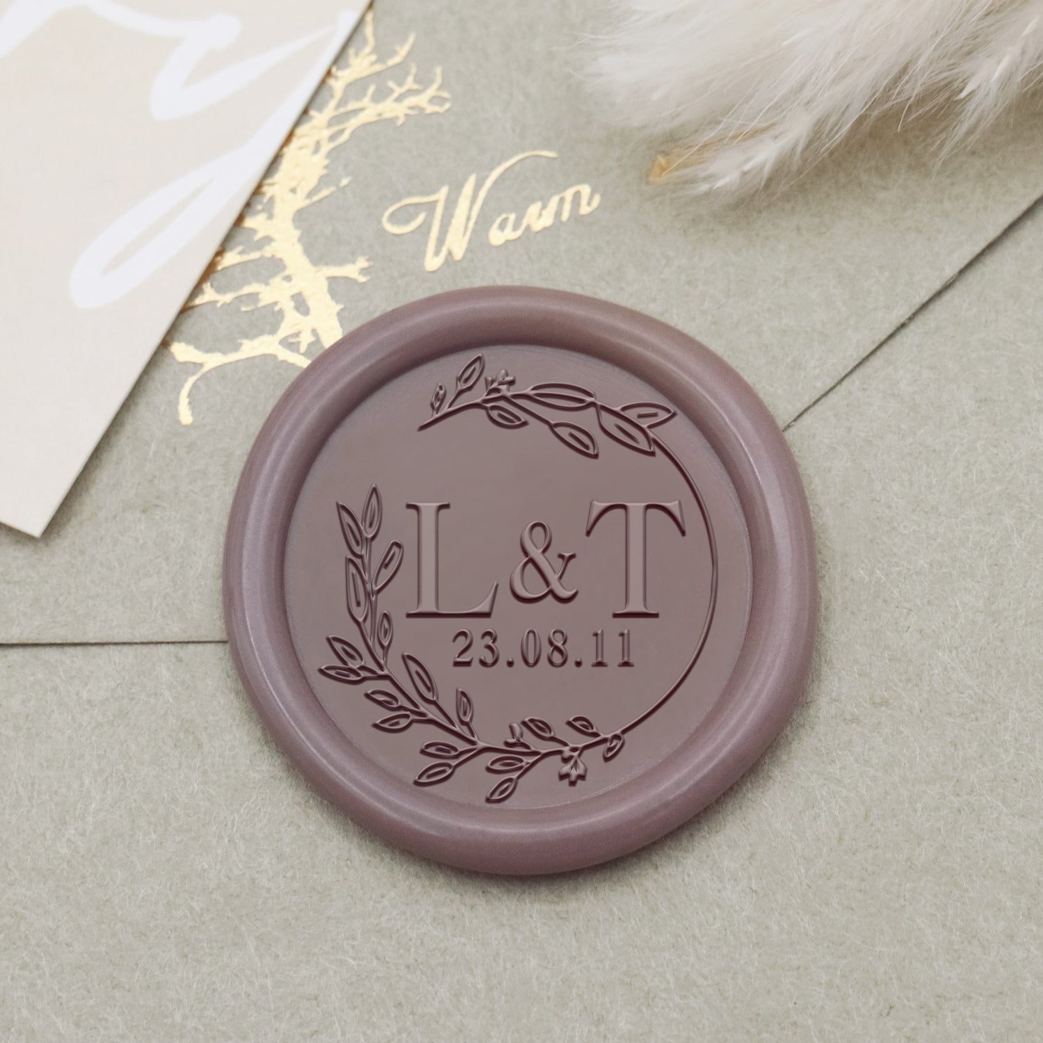 Tampon encreur de sceau de cire monogramme de mariage Lily personnalisé-30 1