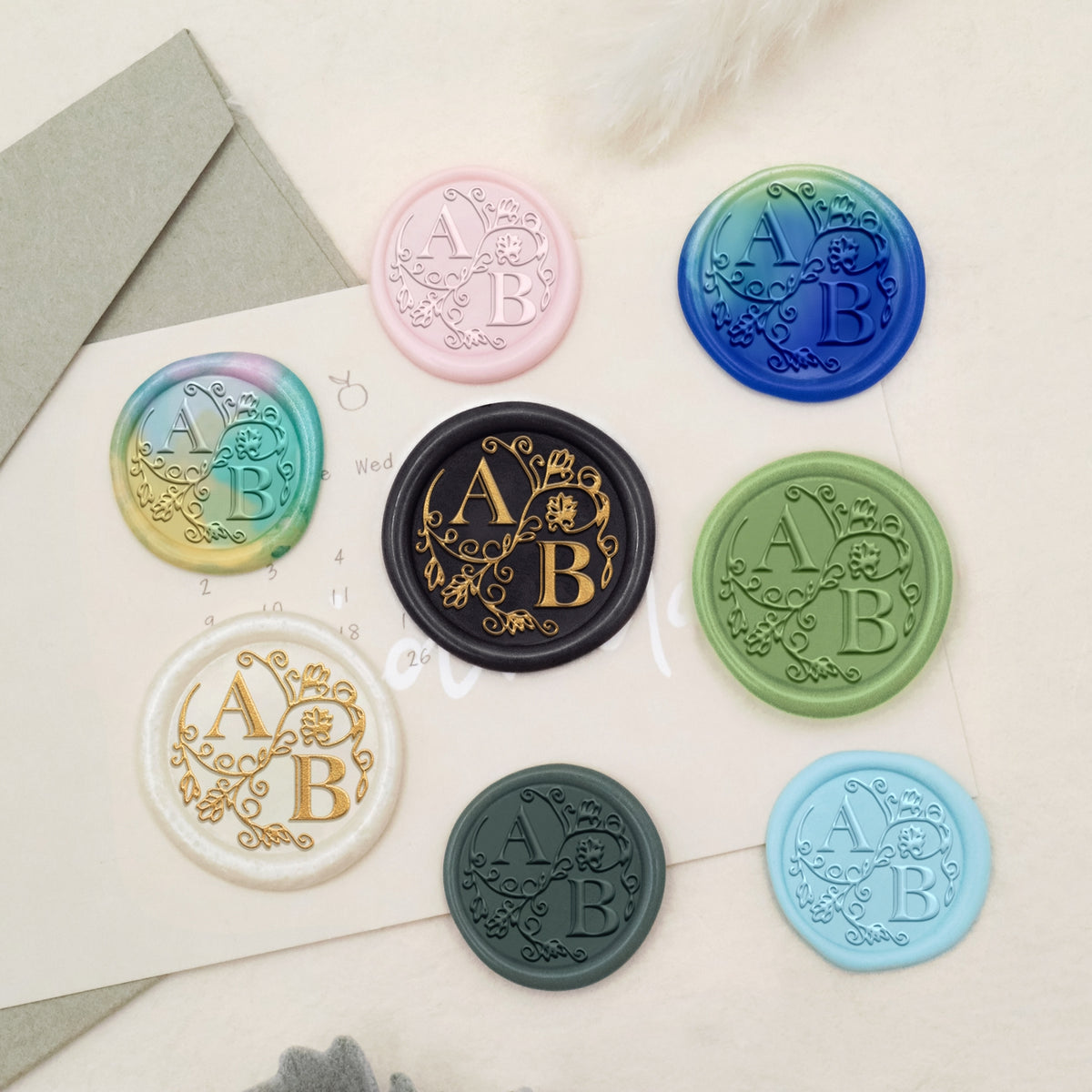 Custom Lily Wedding Monogram Wax Seal Stamp-31 3