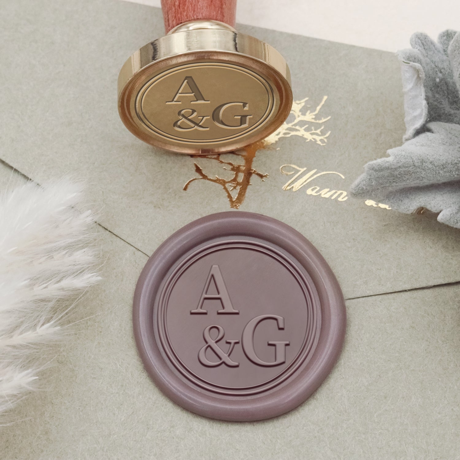 Custom Lily Wedding Monogram Wax Seal Stamp-34 2