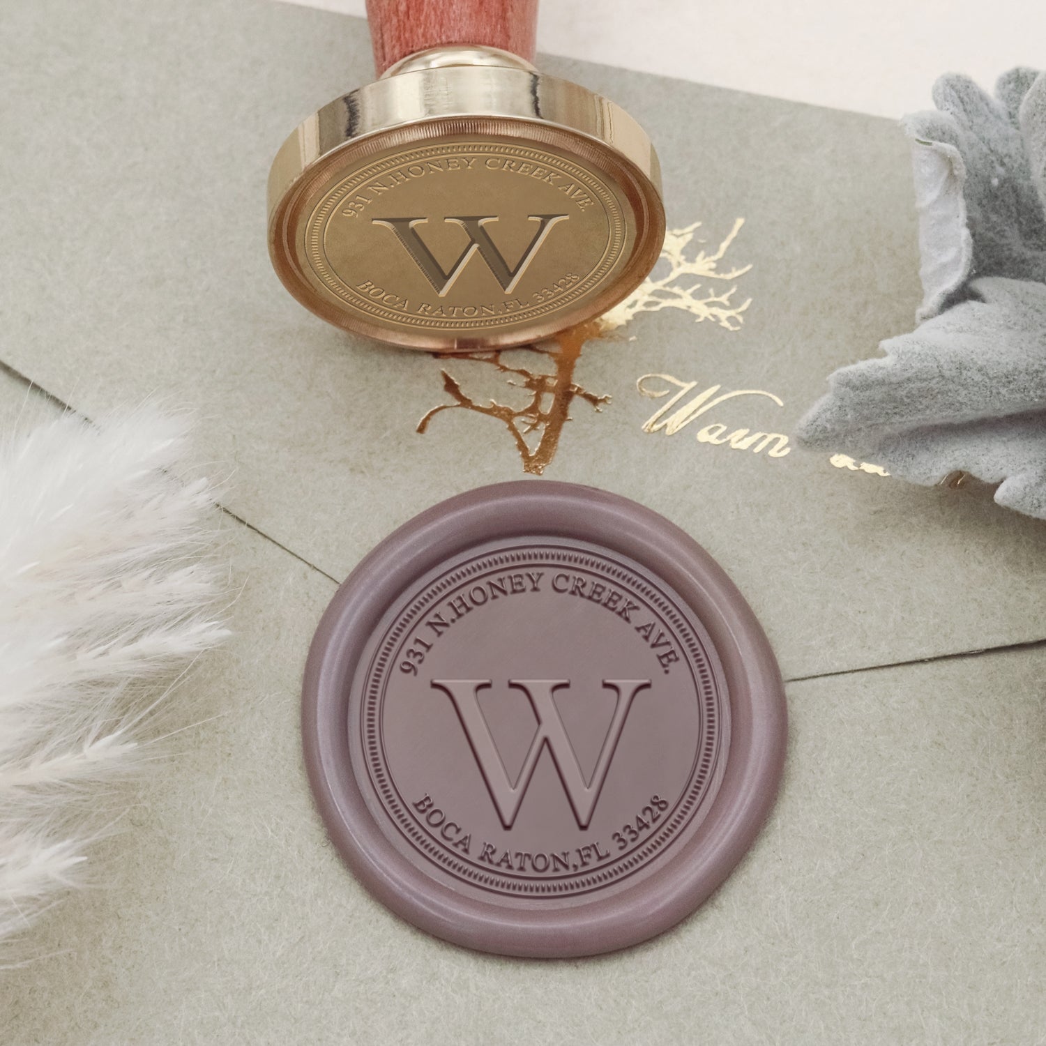Custom Address Wax Seal Stamp - Style 61