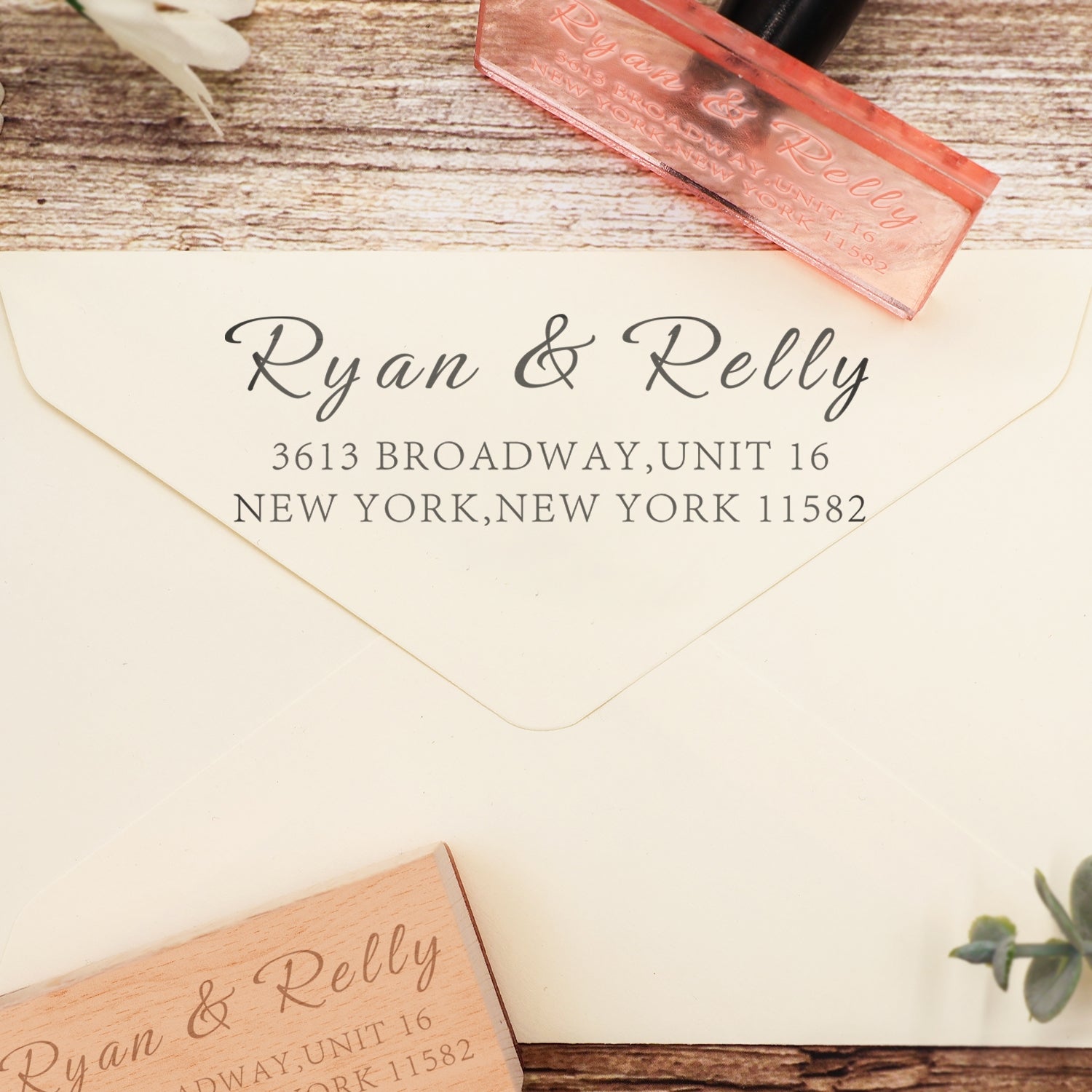 Custom Rectangular Handwriting Font Address Return Rubber Stamp - Style 6 4