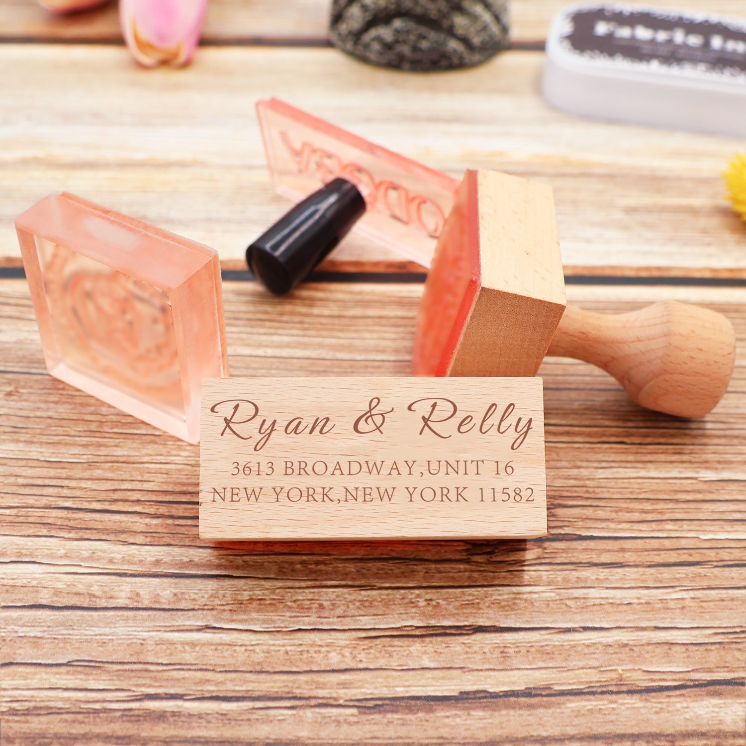 Custom Rectangular Handwriting Font Address Return Rubber Stamp - Style 6 5