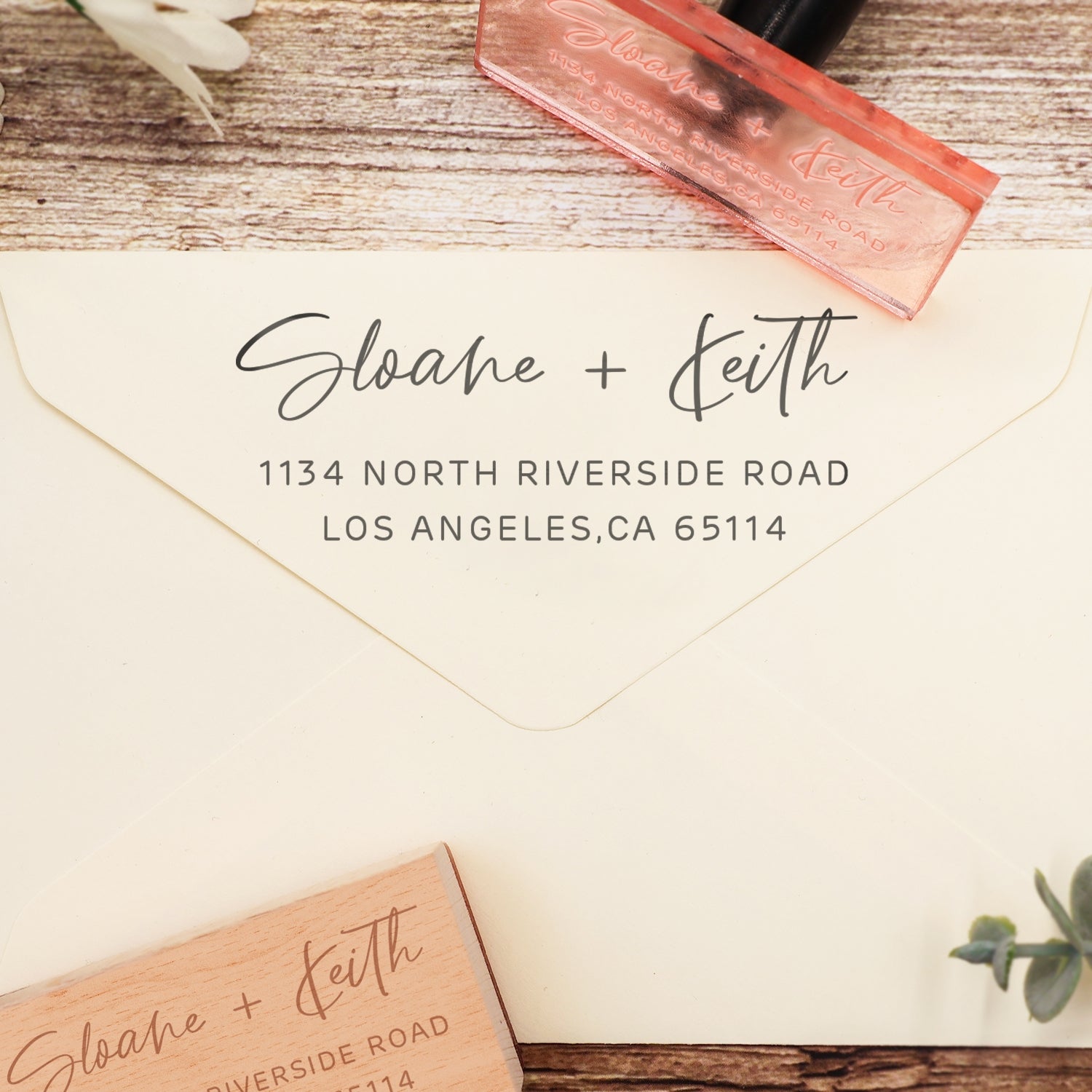 Custom Rectangular Handwriting Font Address Return Rubber Stamp - Style 11 4