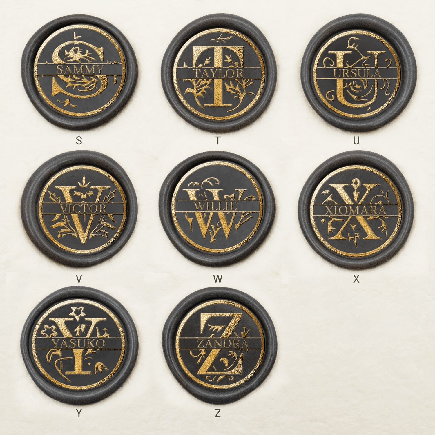 26 Letter Custom Floral Name Wax Seal Stamp sku3