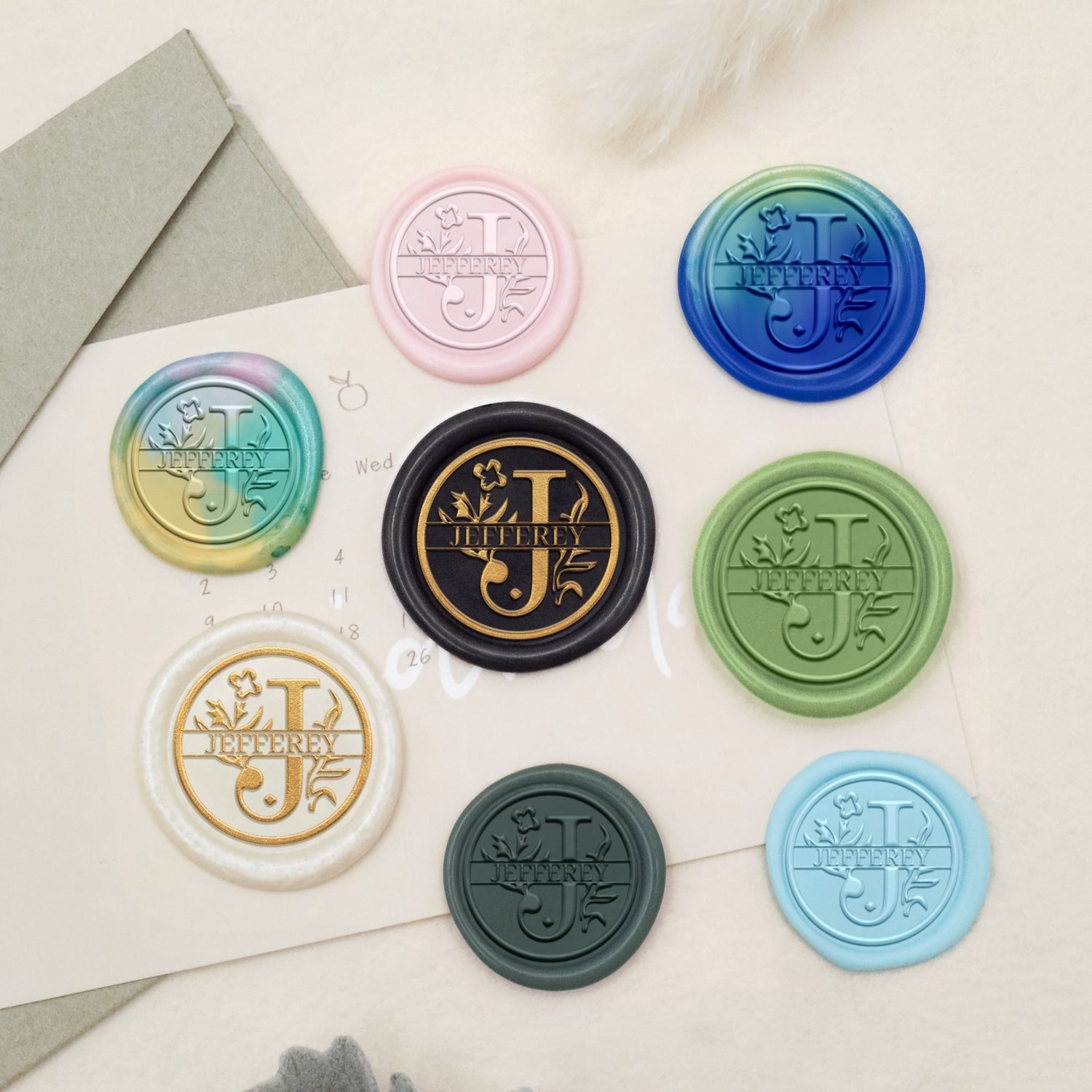 26 Letter Custom Floral Name Wax Seal Stamp - J3