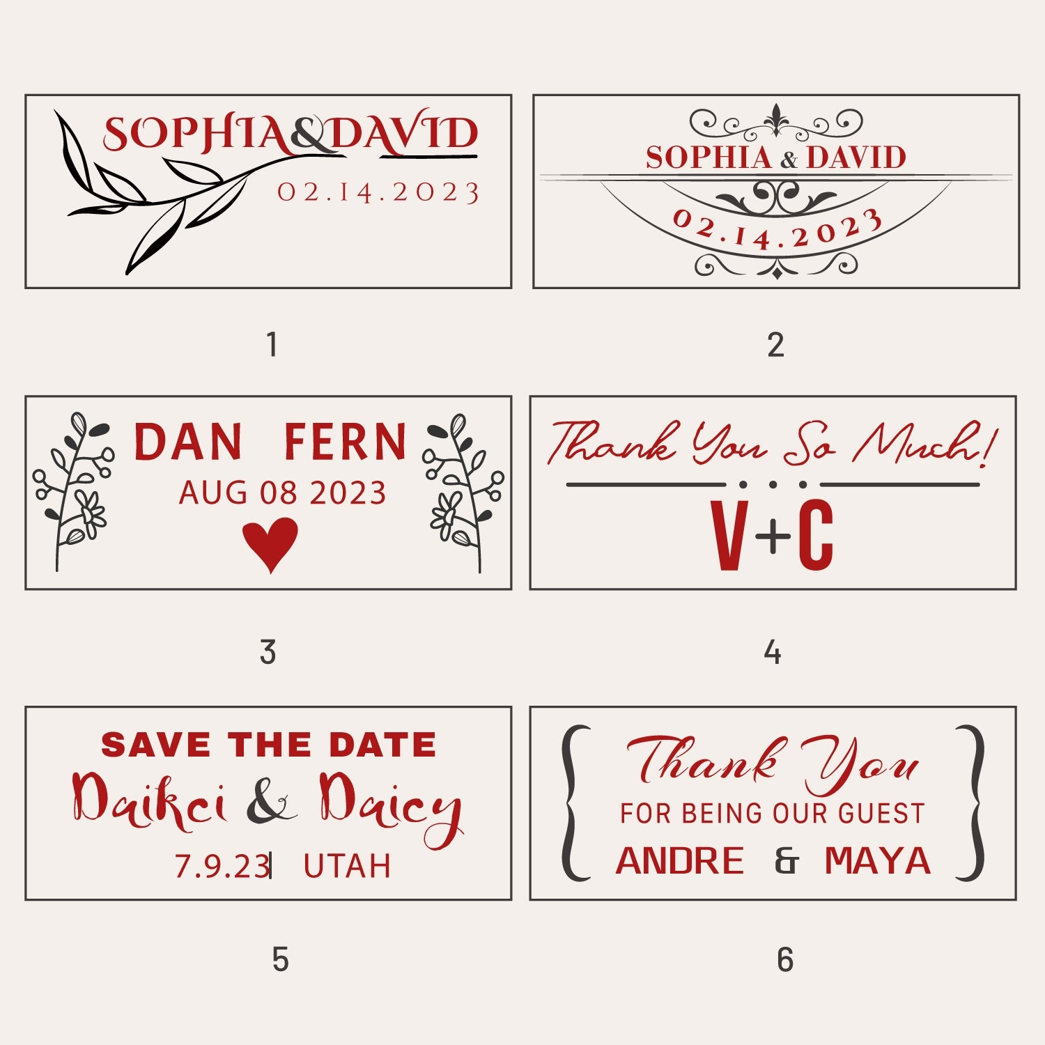 Custom Rectangle Wedding Wax Seal Stamp (18 Designs)-sku1