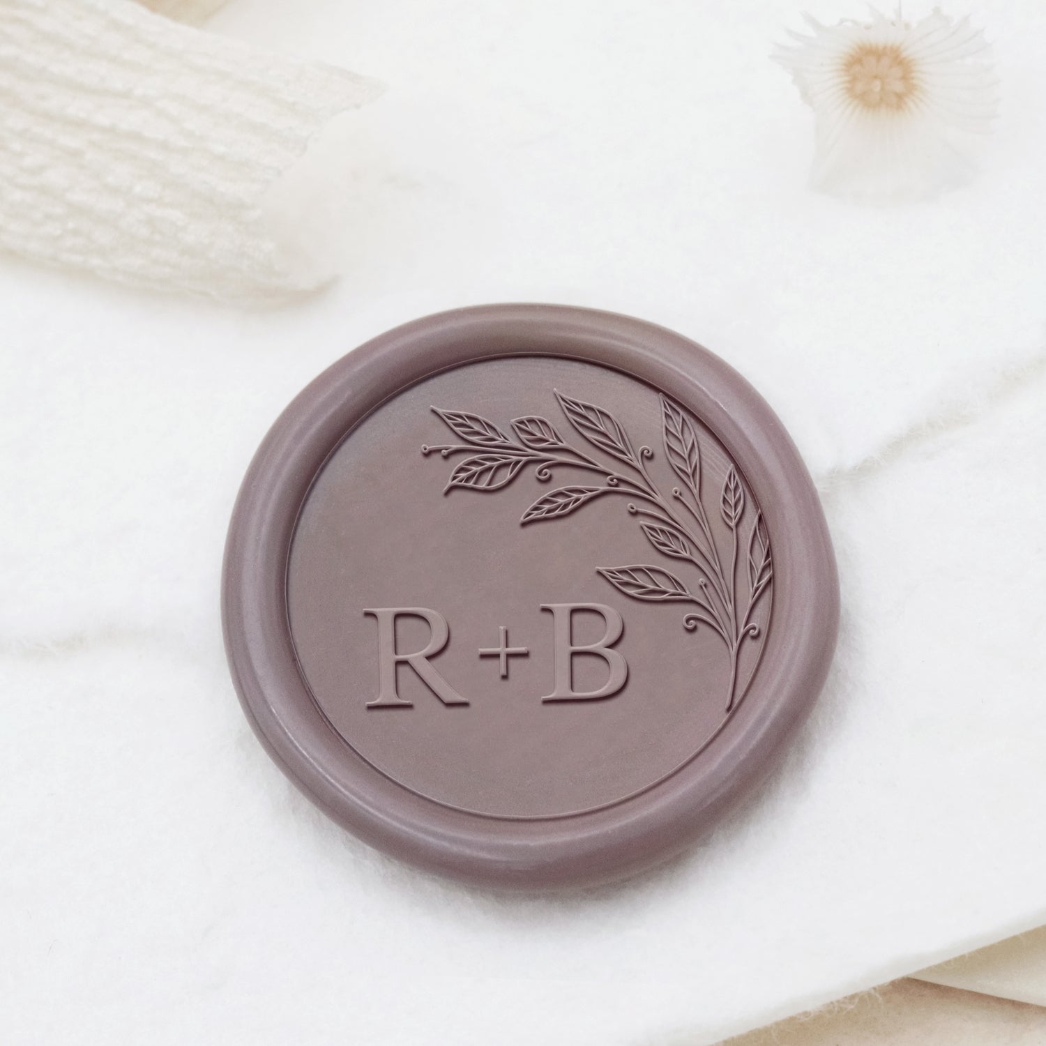 Tampon encreur de sceau de cire de monogramme de mariage botanique sans bordure personnalisé - Style 5 1