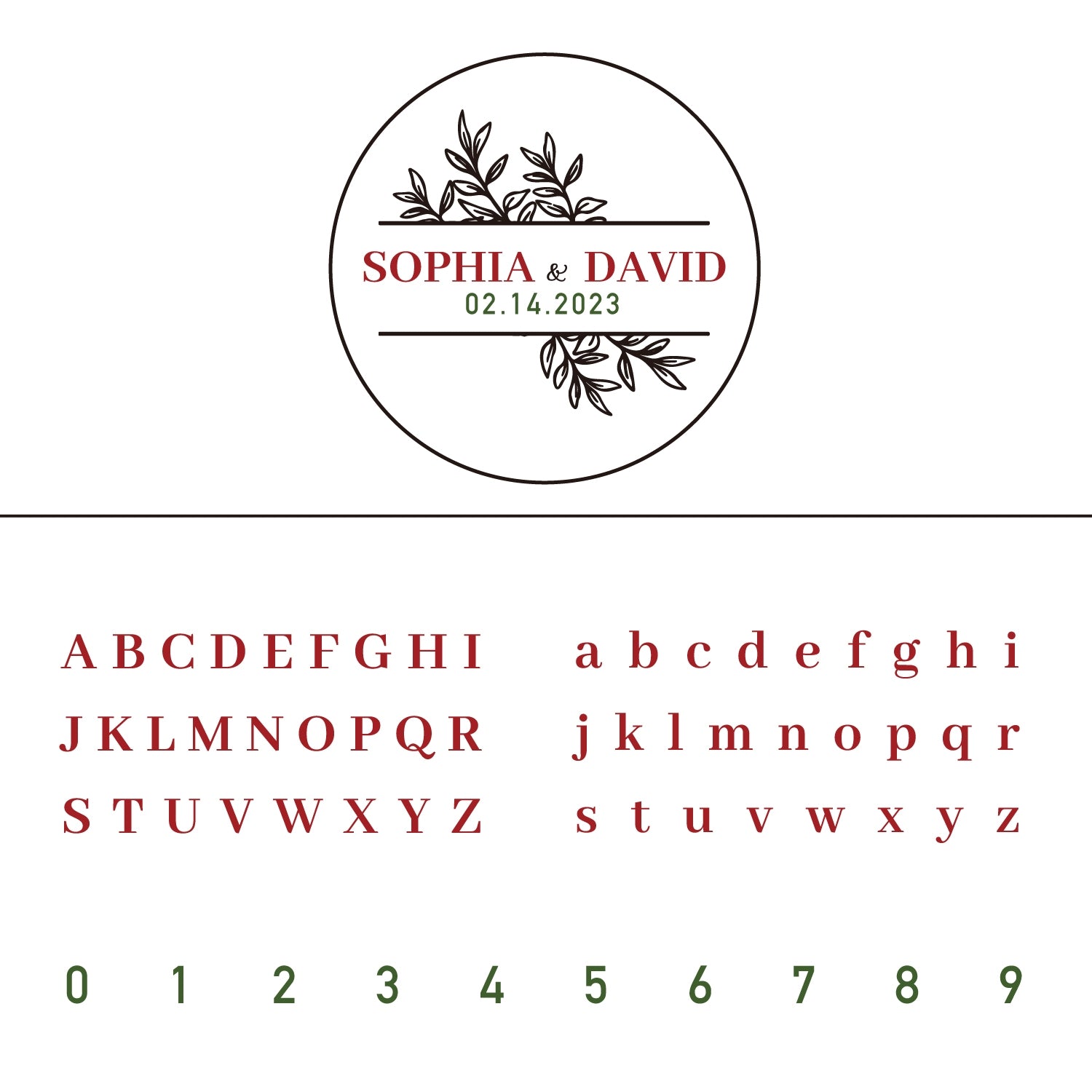 Custom Leaves Wedding Name and Date Wax Seal Stamp 1