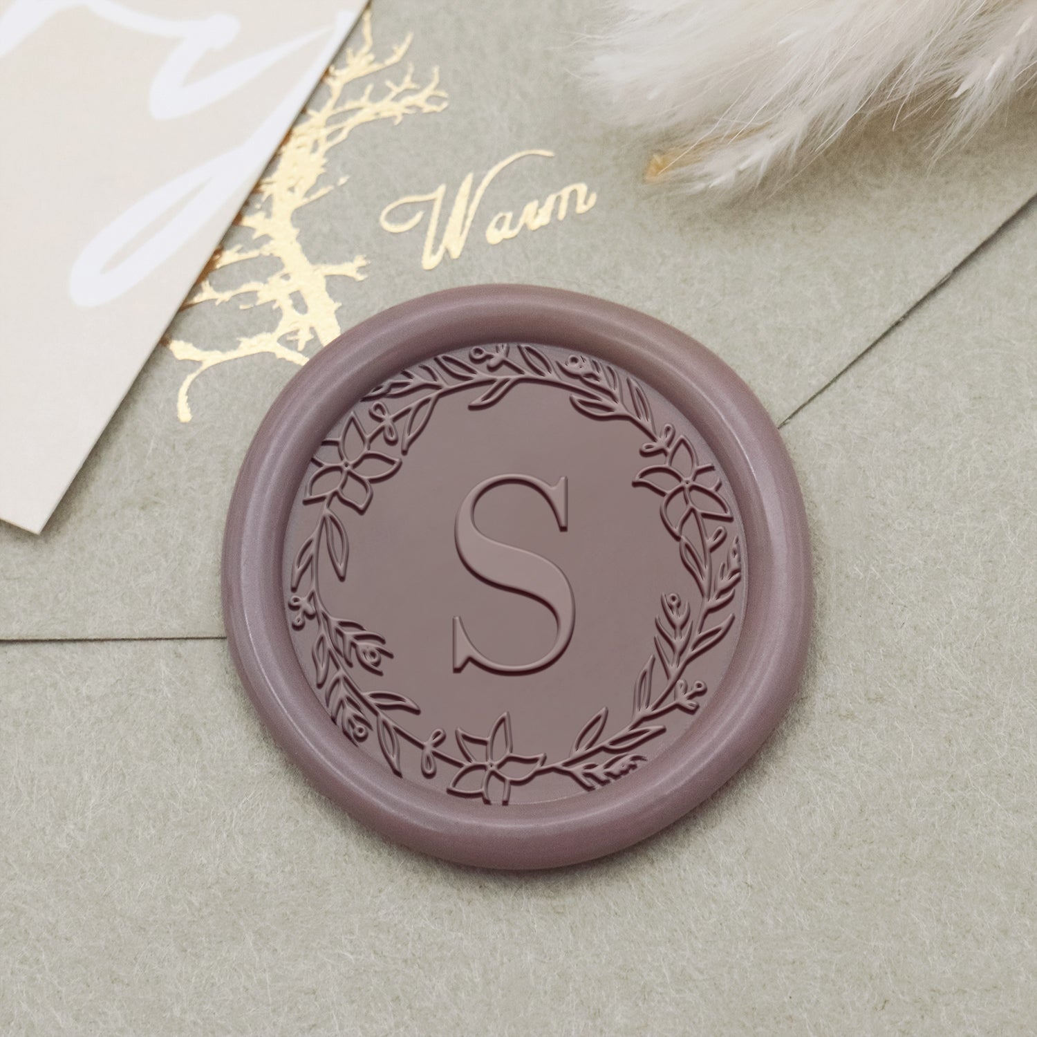 Custom Botanical Border Single Initial Wax Seal Stamp (27 Designs)-copy 1