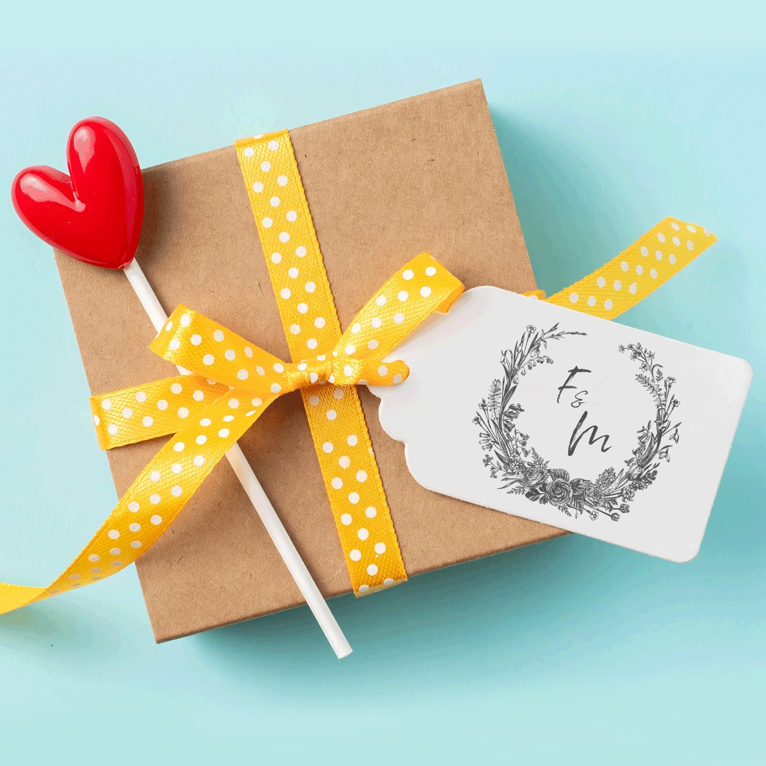 Custom Botanical Wedding Monogram Rubber Stamp - Style 11 wd1