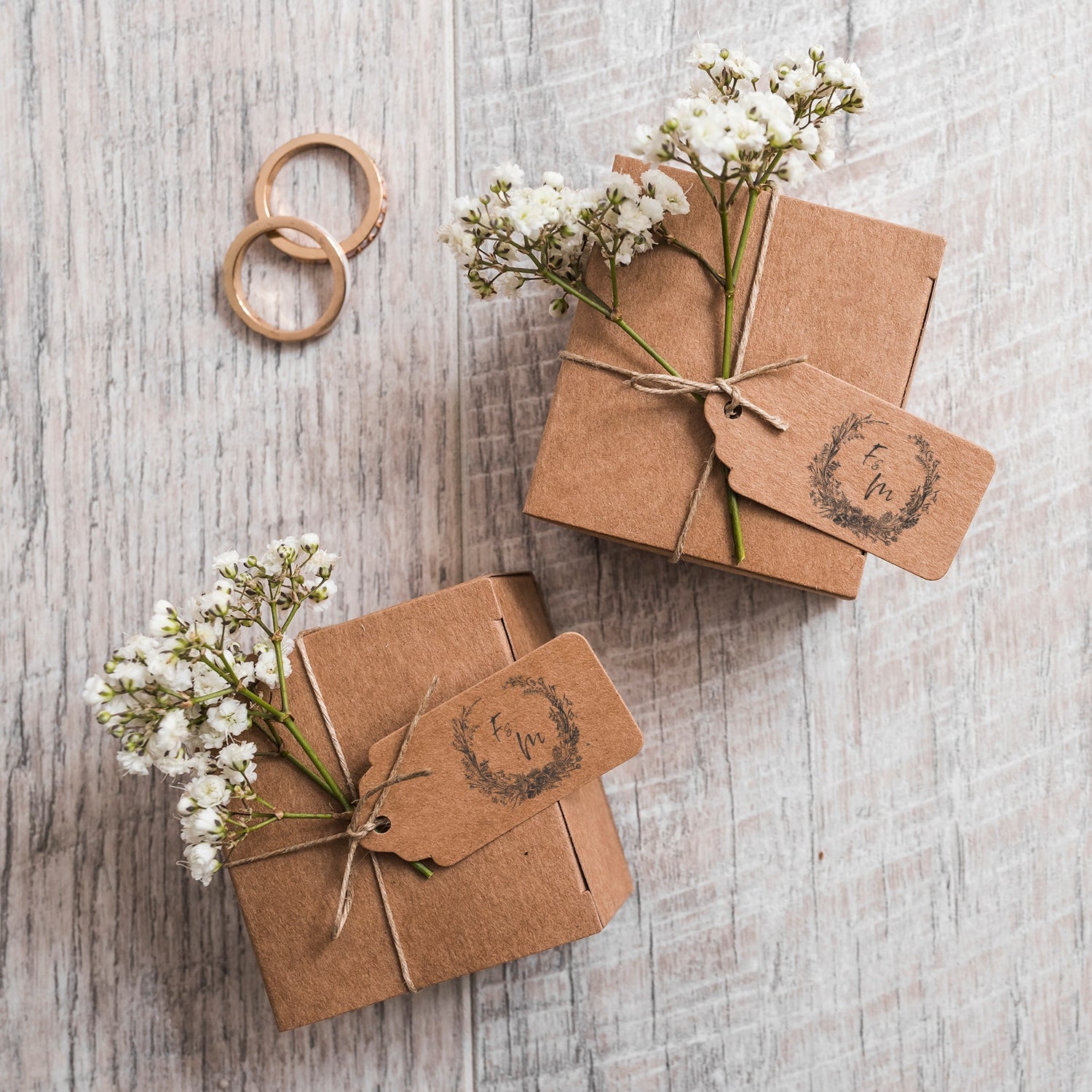 Custom Botanical Wedding Monogram Rubber Stamp - Style 11 wd2
