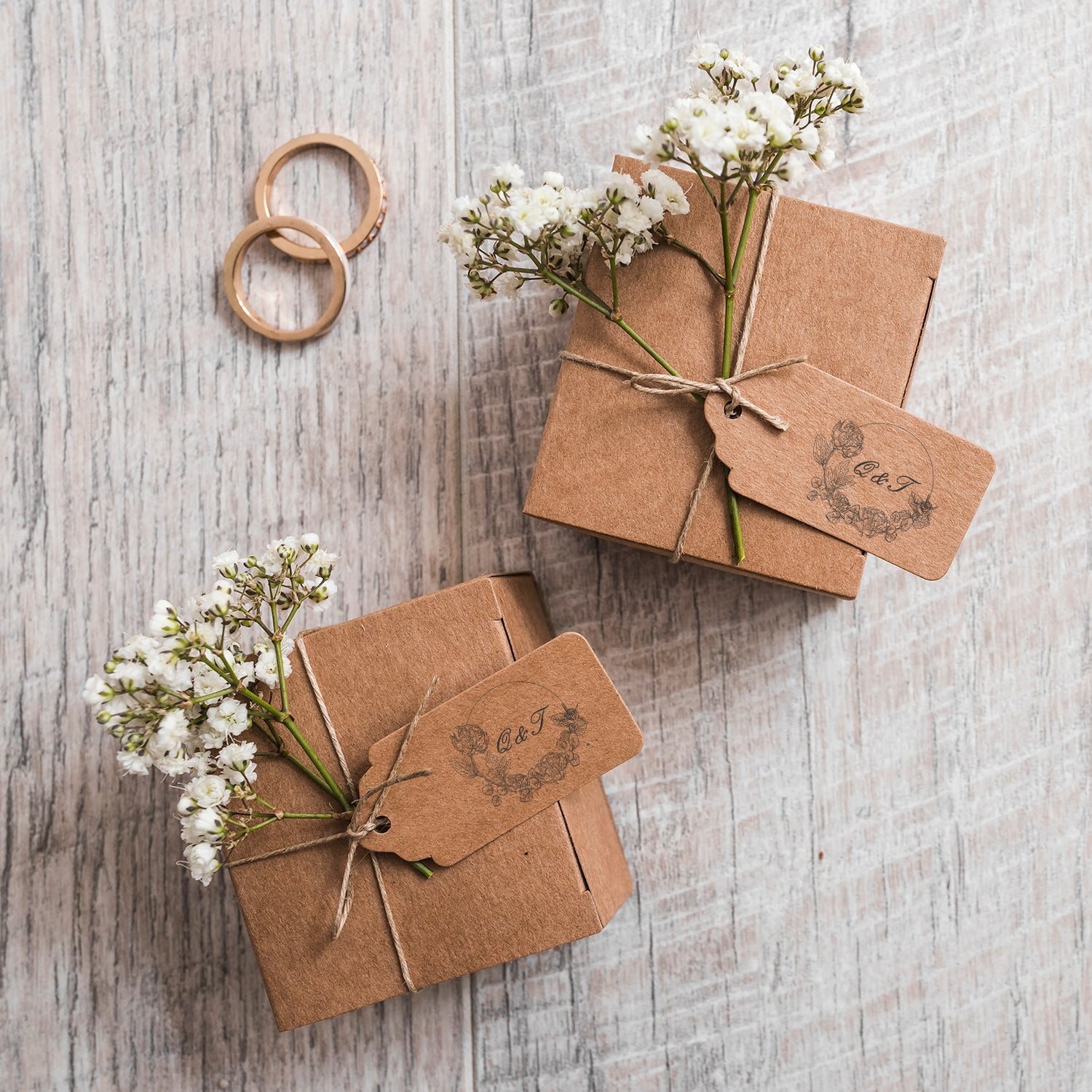 Custom Botanical Wedding Monogram Rubber Stamp - Style 16 wd2