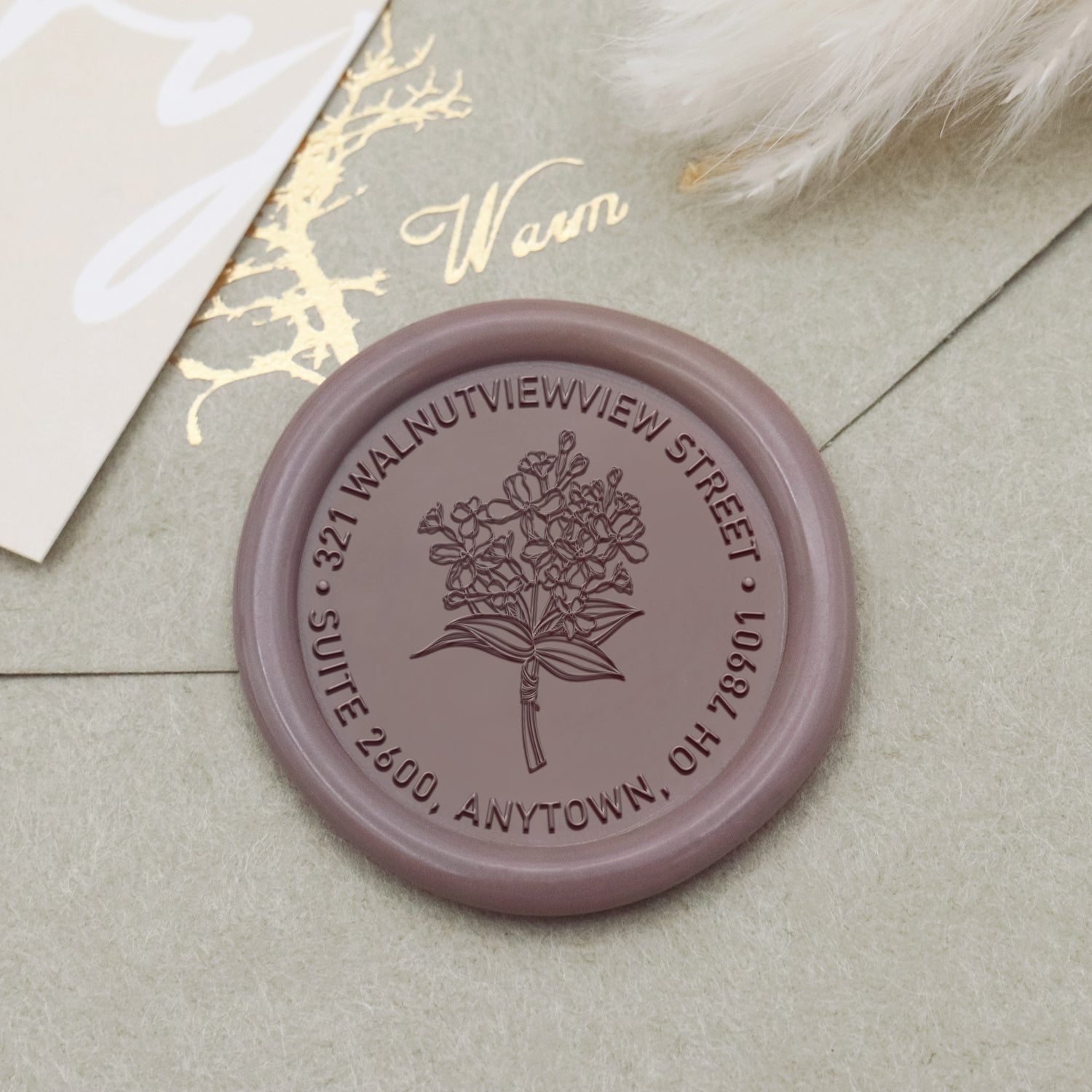 Custom Peony Address Wax Seal Stamp-7 1