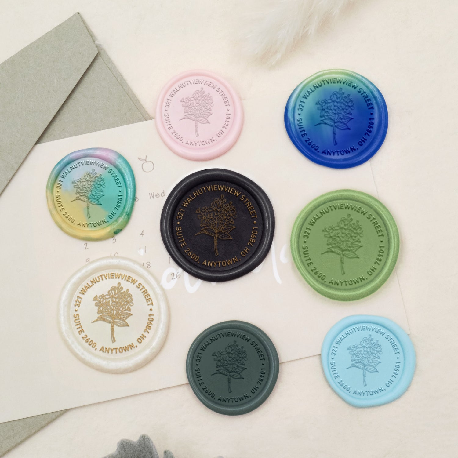 Custom Peony Address Wax Seal Stamp-7 3