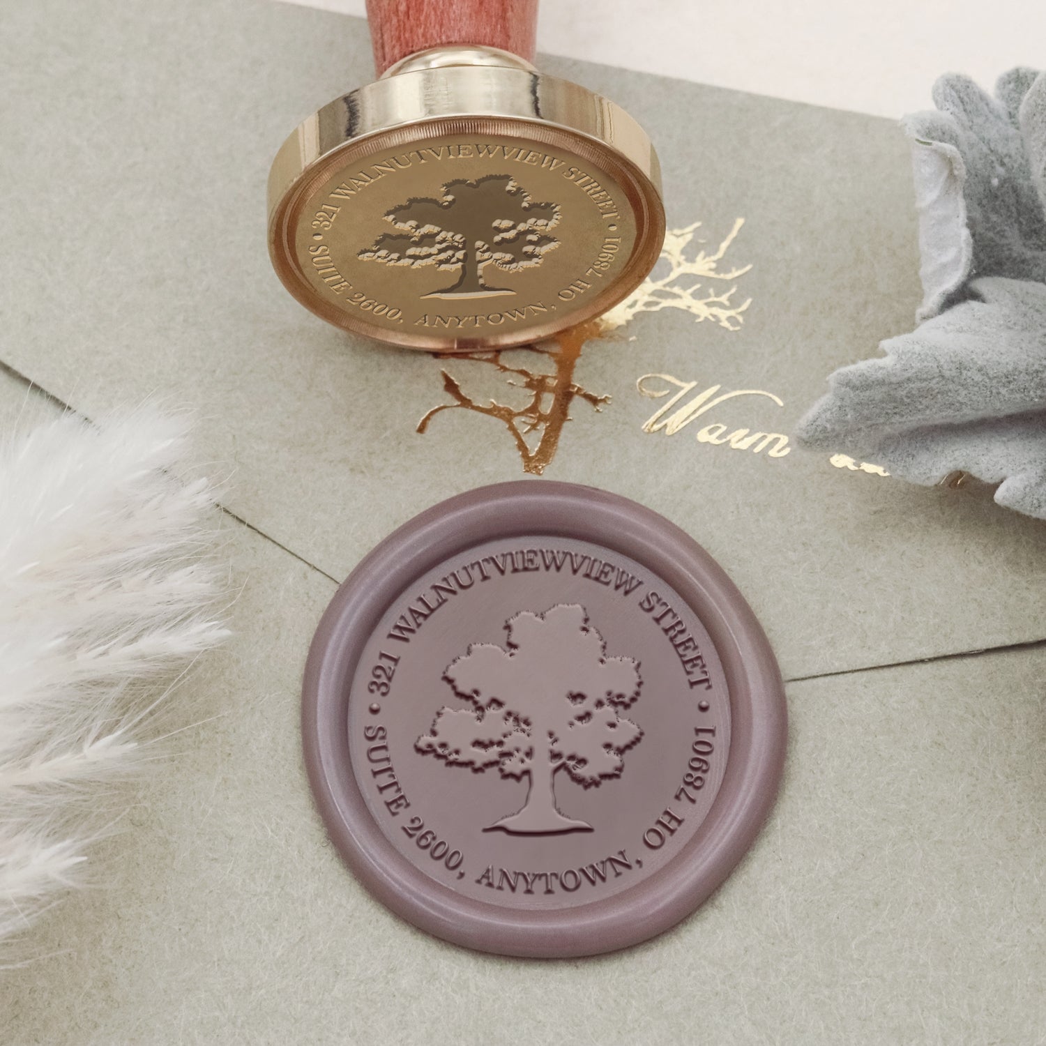 Custom Peony Address Wax Seal Stamp-26 2