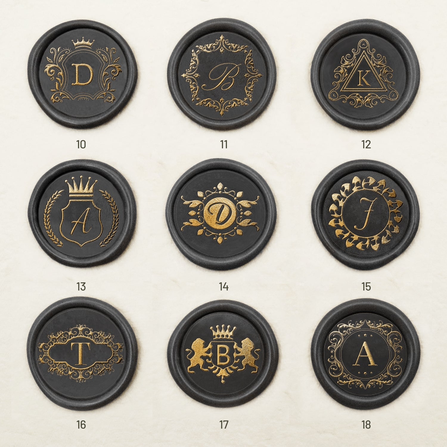 Enigmatic Whispers Custom Initial Wax Seal Stamp (27 Designs) -sku2