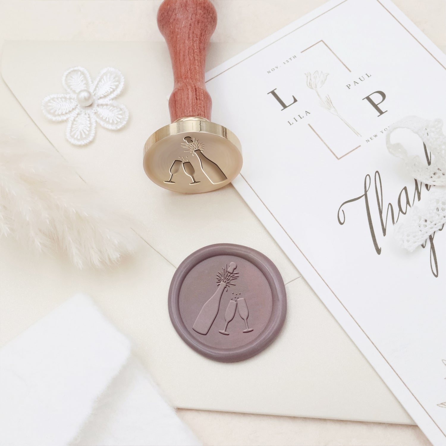 Wedding Celebration Champagne Wax Seal Stamp 3