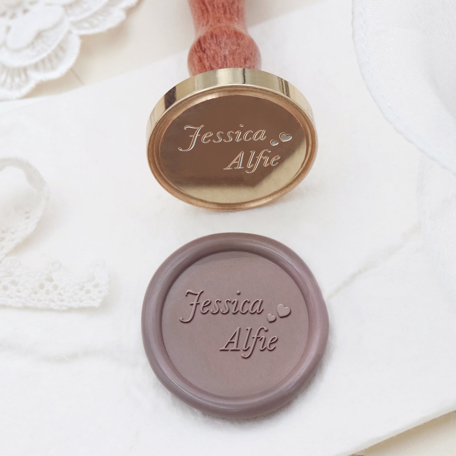 Tampon Encreur Sceau de Cire de Mariage Nom Minimaliste Personnalisé - Style 3 2