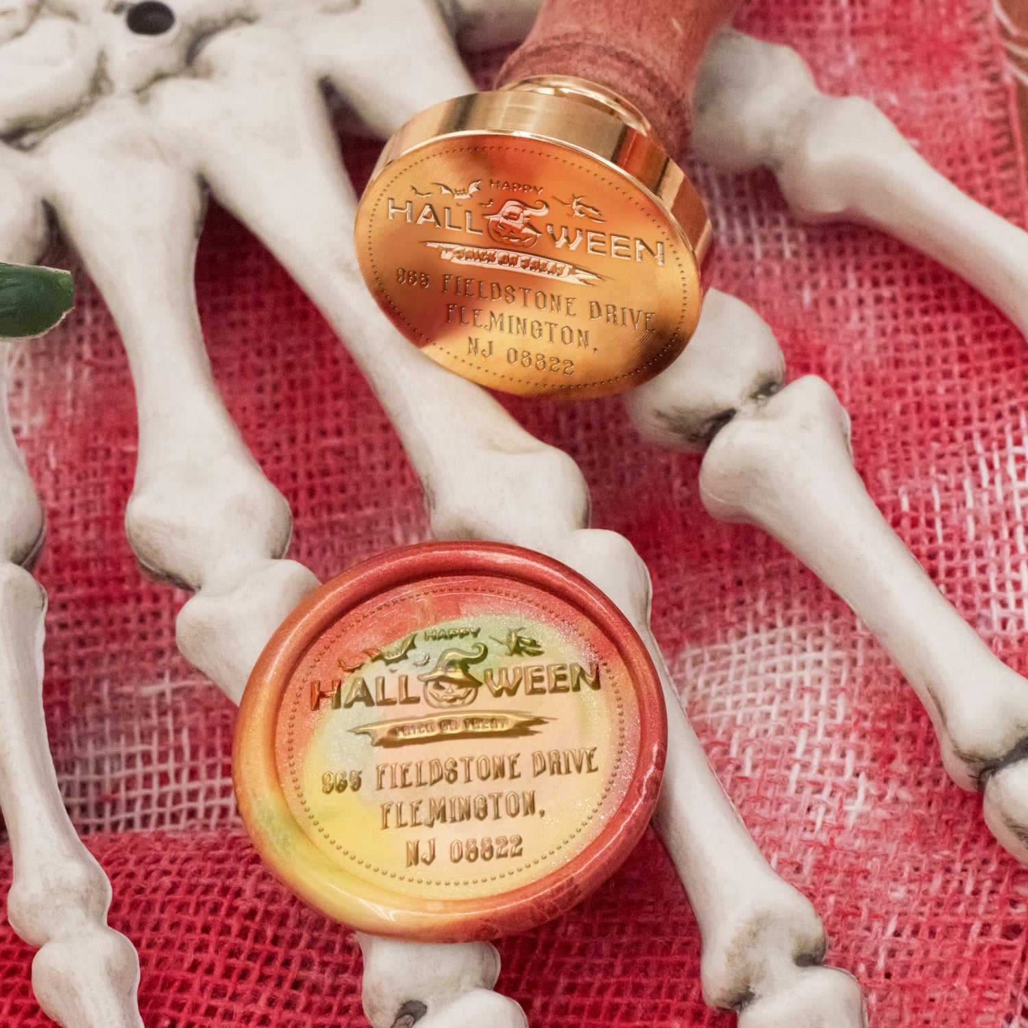Tampon Encreur Sceau de Cire Adresse Halloween Personnalisé - Style 2 1