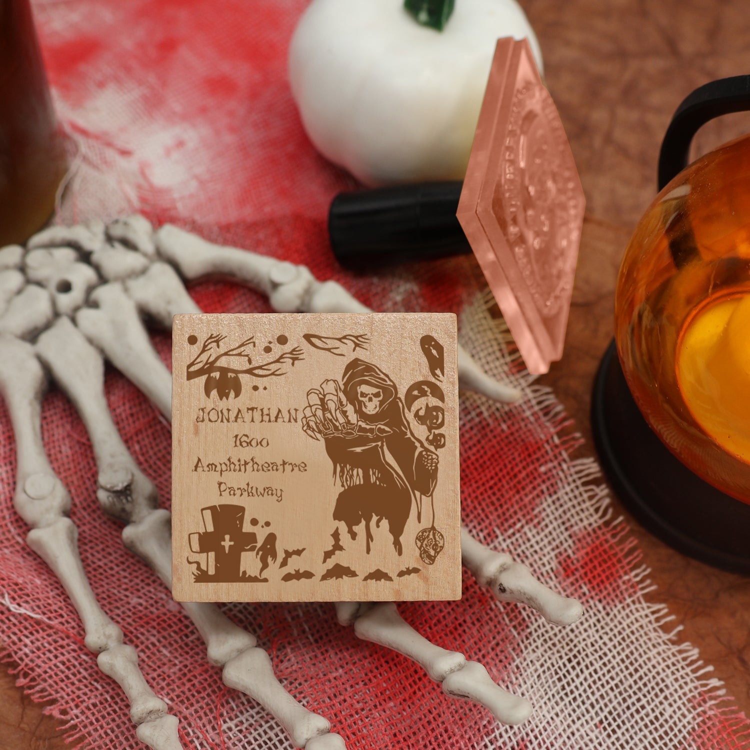 Tampon en Caoutchouc d'Adresse Halloween Personnalisé 1