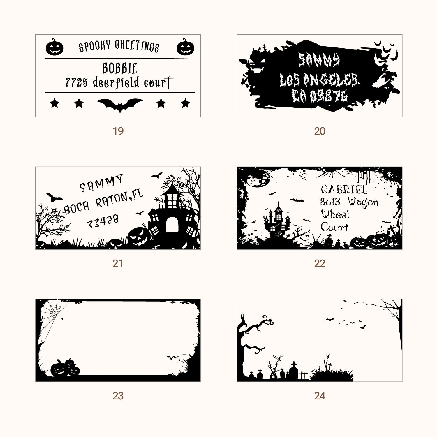Tampon en Caoutchouc Rectangulaire Personnalisé Adresse Retour Halloween (27 Designs)-sku4