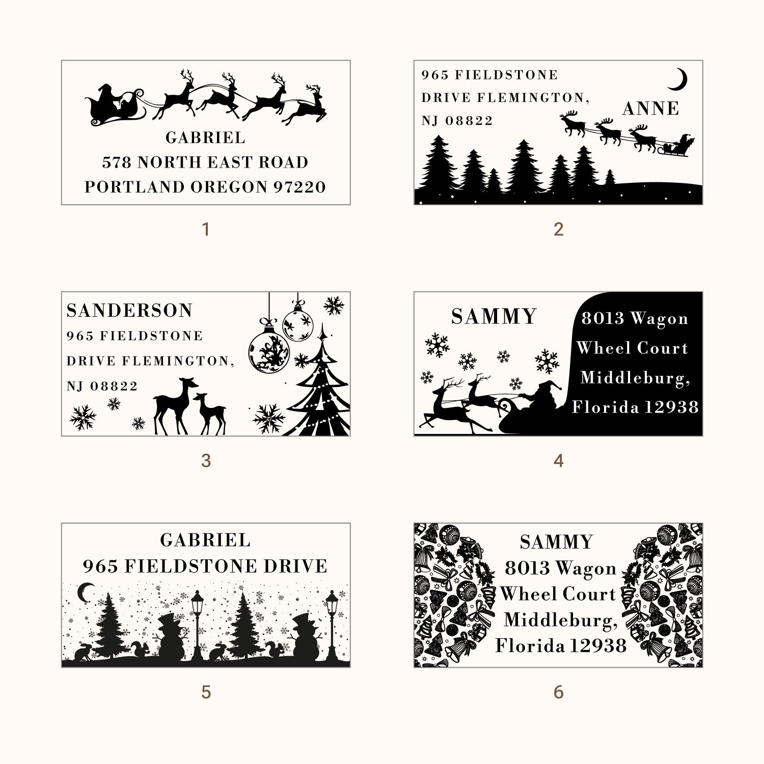 Tampon en Caoutchouc Adresse Rectangle de Noël Personnalisé (27 Designs)11