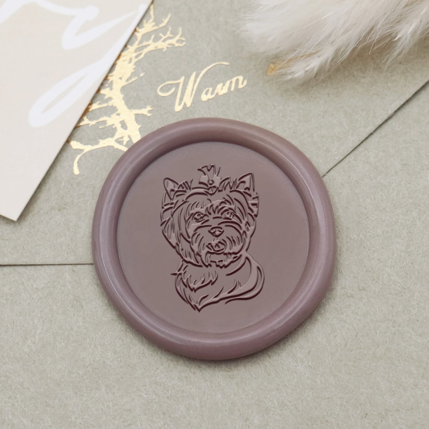 Tampon Encreur Sceau de Cire Chien Yorkshire Terrier - Stamprints1