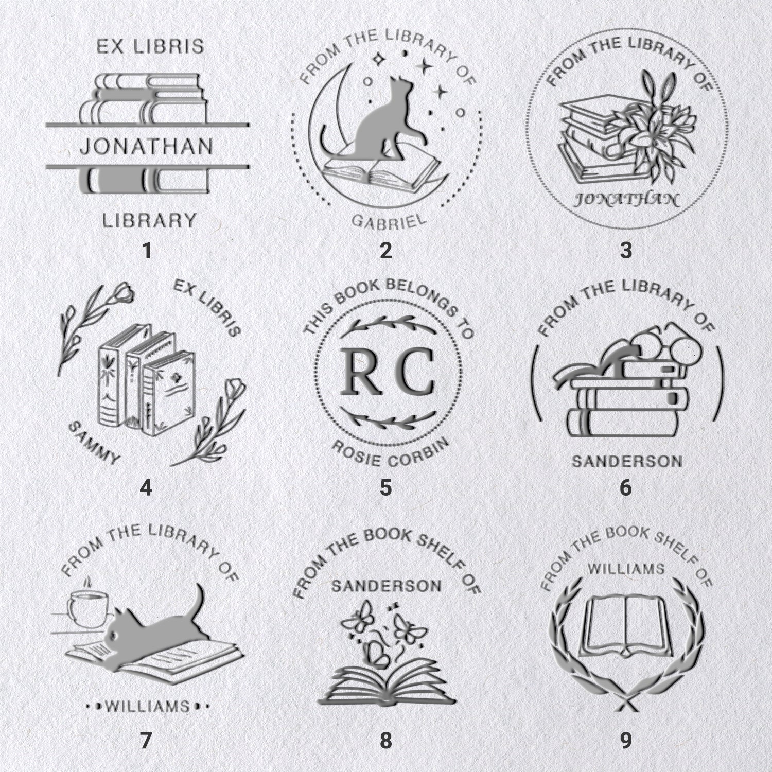 Timbre à sec personnalisé pour livres (27 motifs) Timbre à sec personnalisé pour livres (27 motifs)31