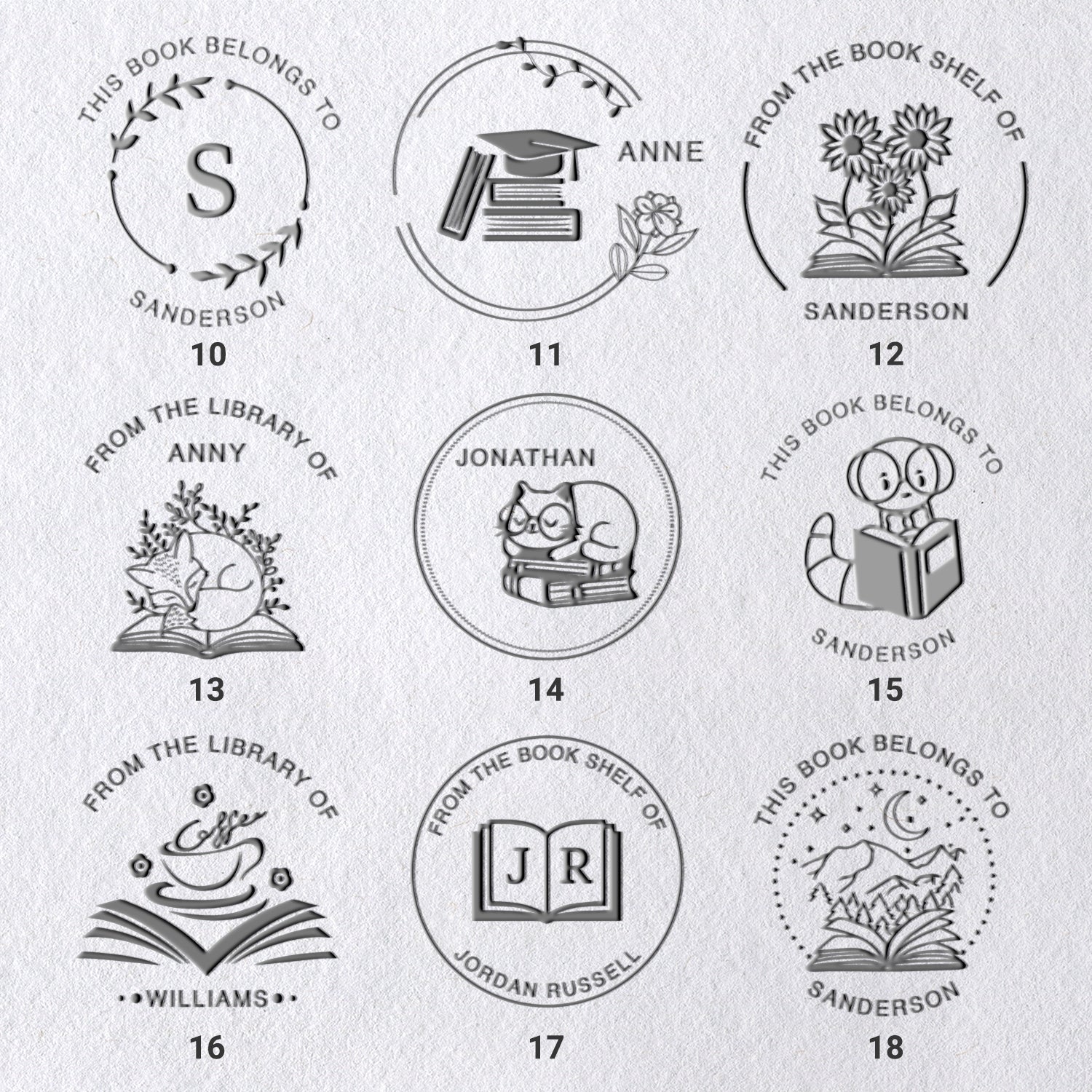 Timbre à sec personnalisé pour livres (27 modèles) Timbre à sec personnalisé pour livres (27 modèles)41