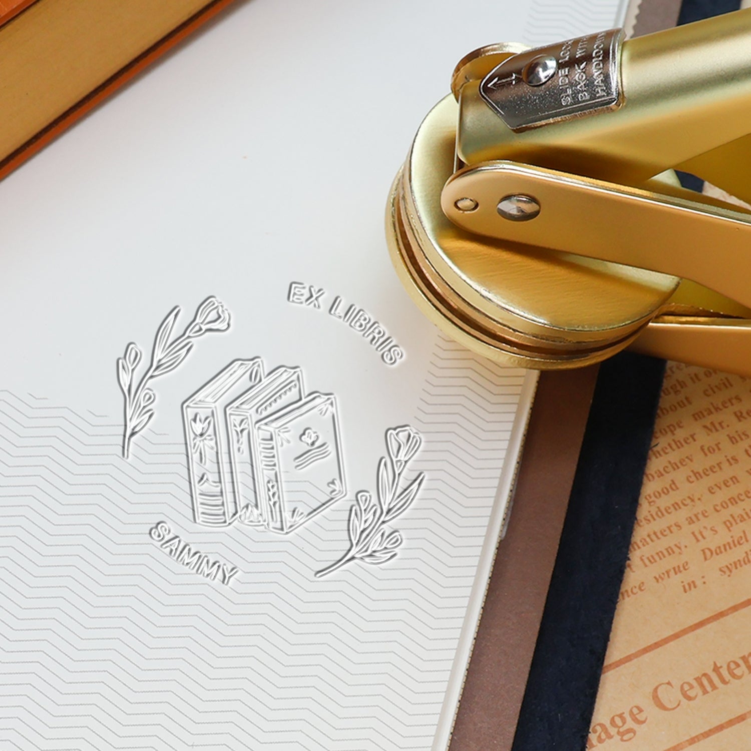 Timbre à sec de livre de fleur personnalisé Timbre à sec de livre de fleur personnalisé41