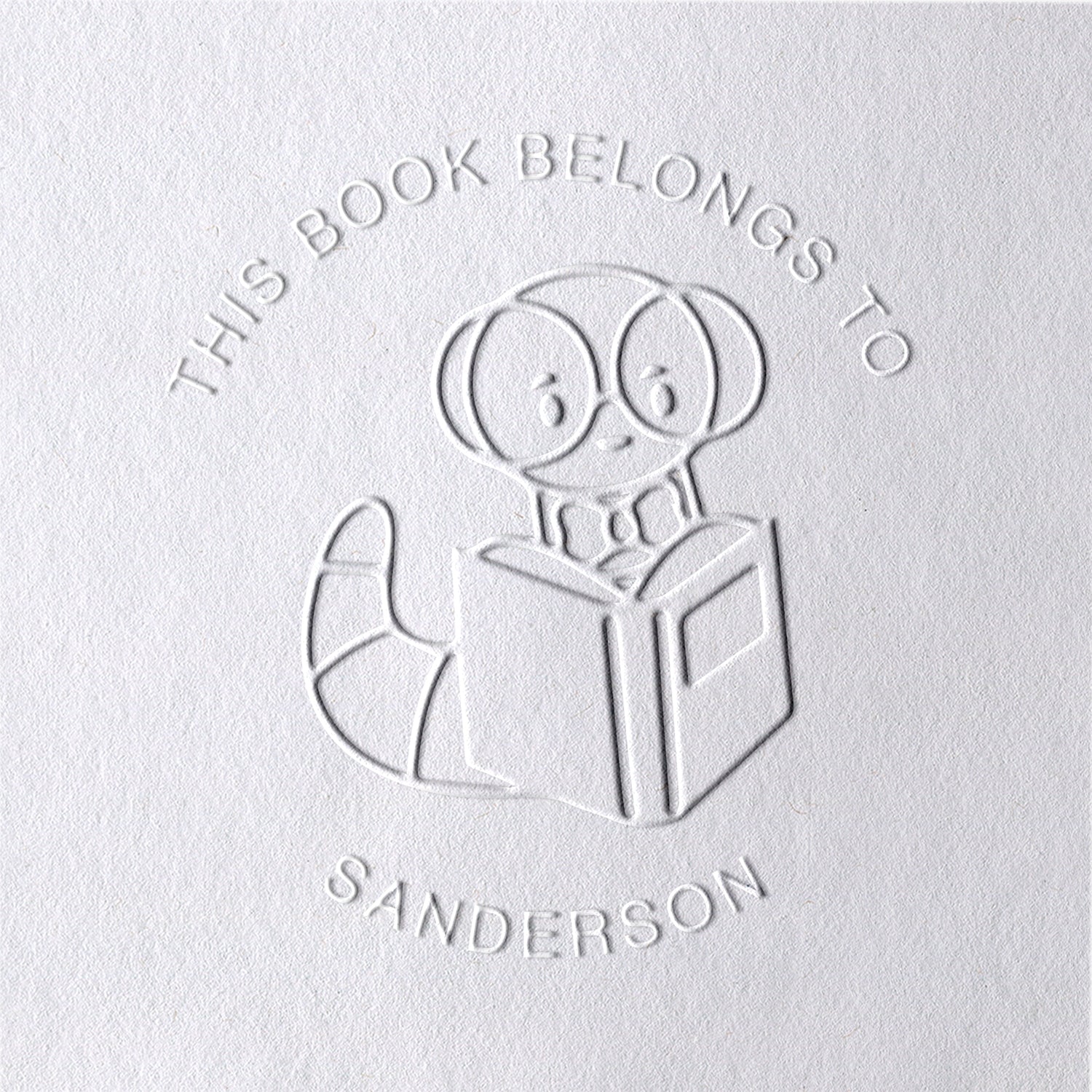 Timbre à sec de livre chenille de dessin animé personnalisé Timbre à sec de livre chenille de dessin animé personnalisé15-11