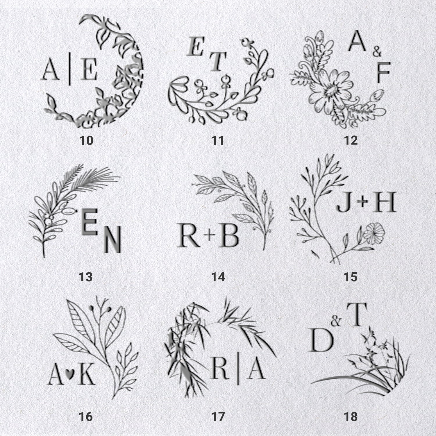 Custom Botanical Initials Wedding Monogram Embosser (27 Designs) Custom Botanical Initials Wedding Monogram Embosser (27 Designs)21