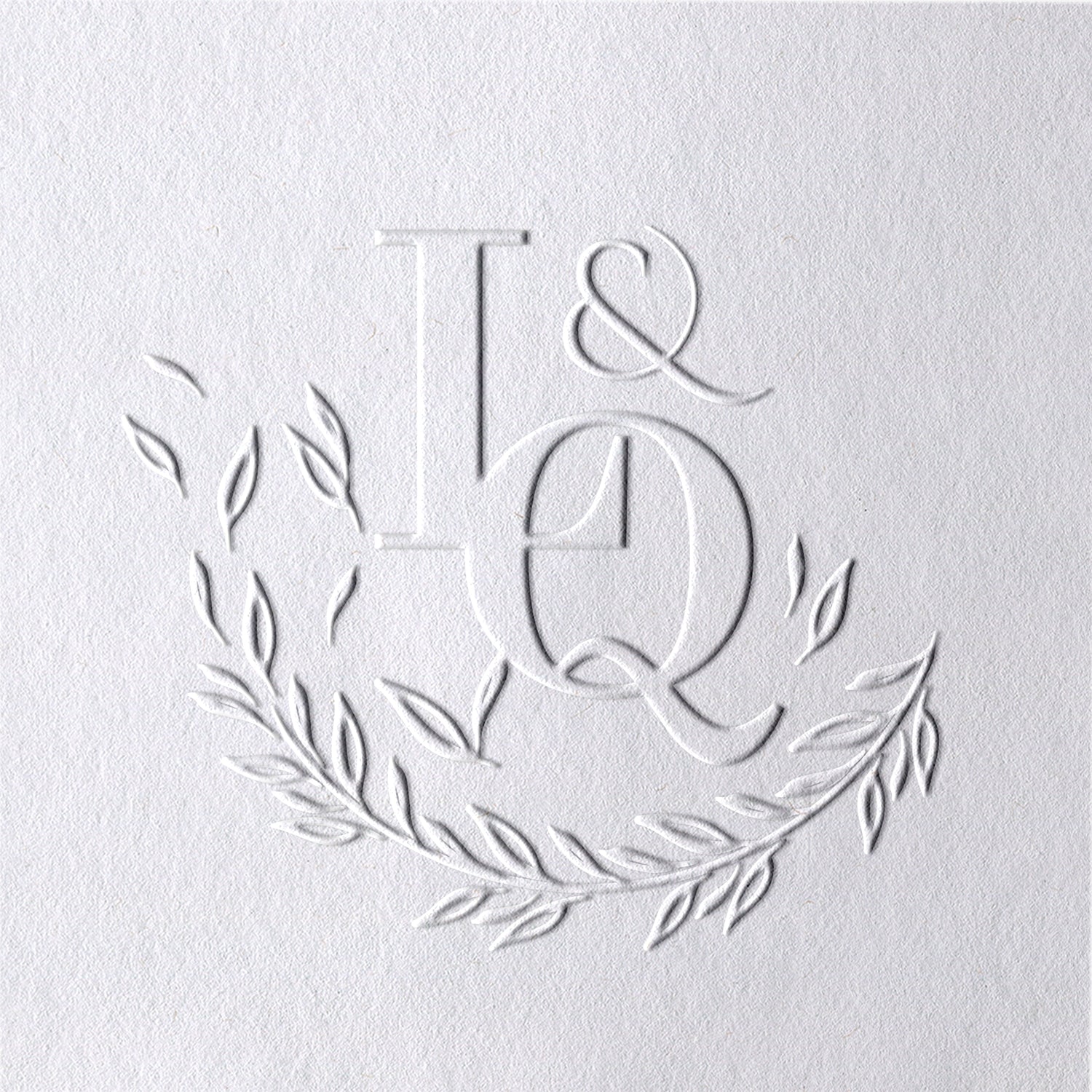 Custom Falling Olive Branch Wedding Initial Embosser 121