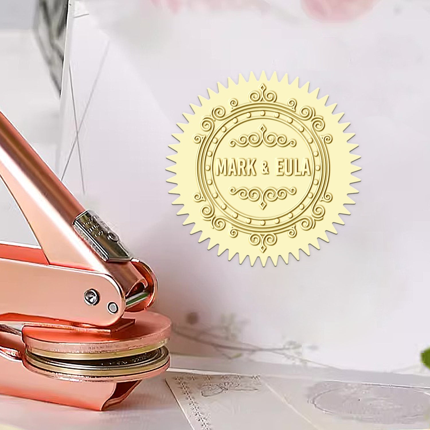 Timbre à sec de mariage pour montre de poche personnalisé 1161