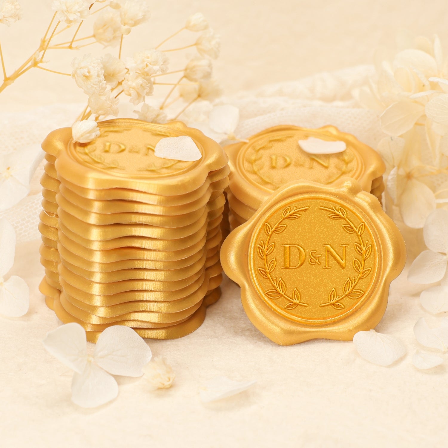 Autocollants de sceau de cire personnalisé pour mariage avec monogramme de brindilles 2-3