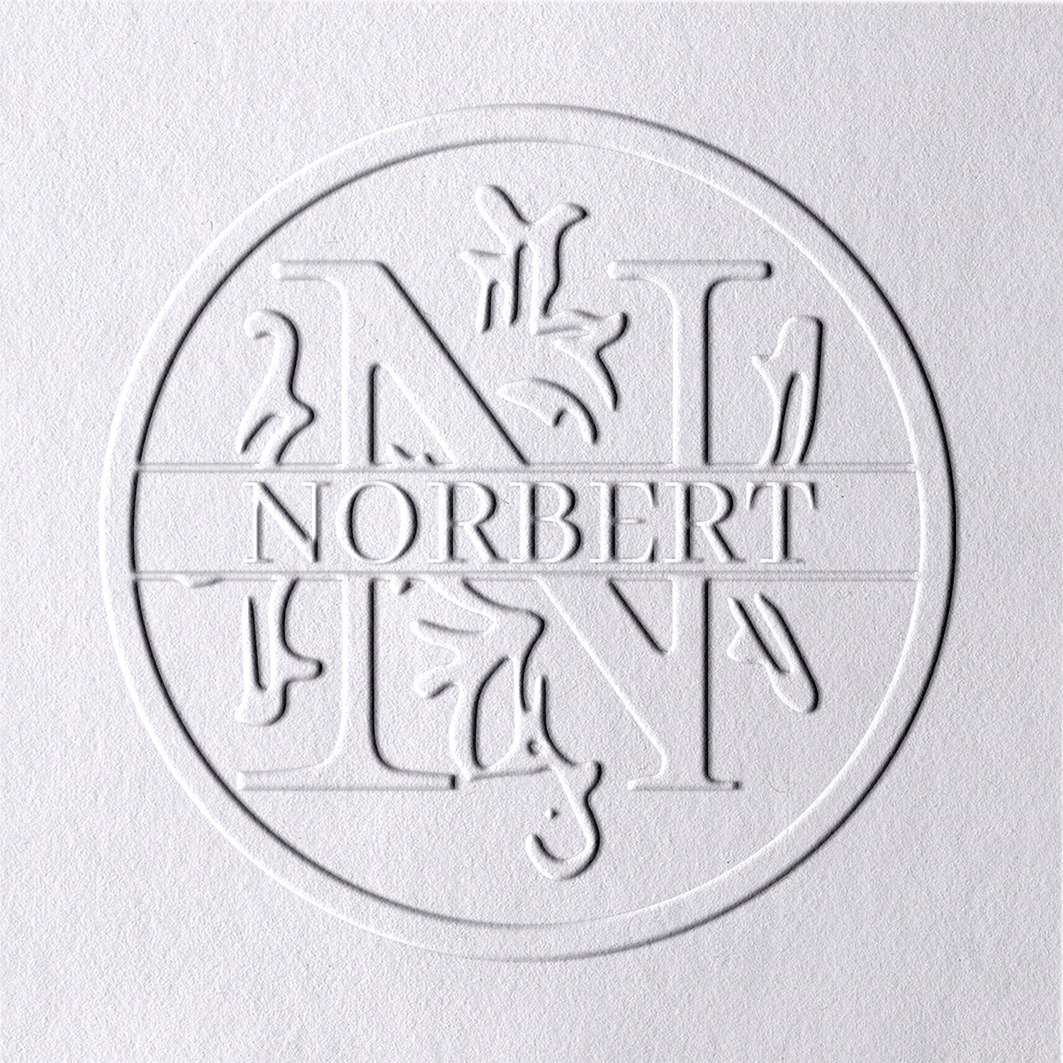 Timbre à sec Nom Floral Personnalisé 26 Lettres - N N1