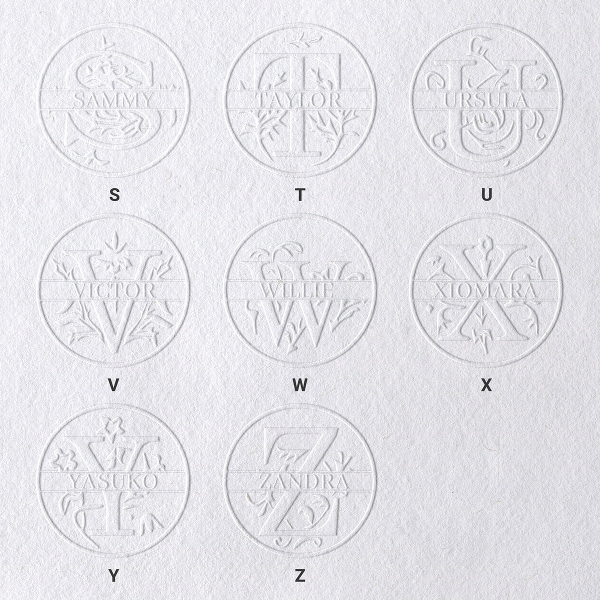 Timbre à sec de nom floral personnalisé de 26 lettres sku-31
