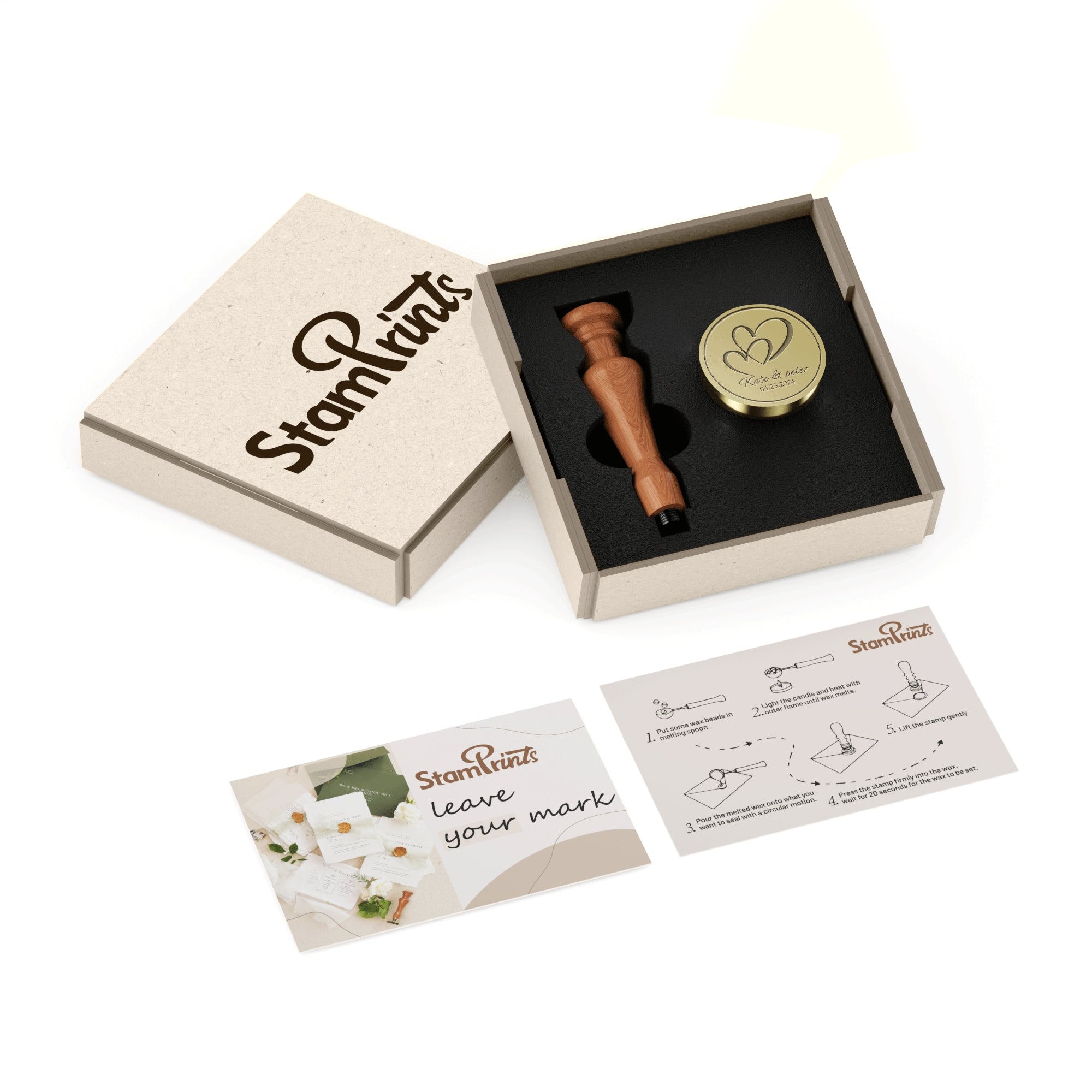 Tampon Encreur Sceau de Cire Personnalisé Stamprints Coffret Cadeau
